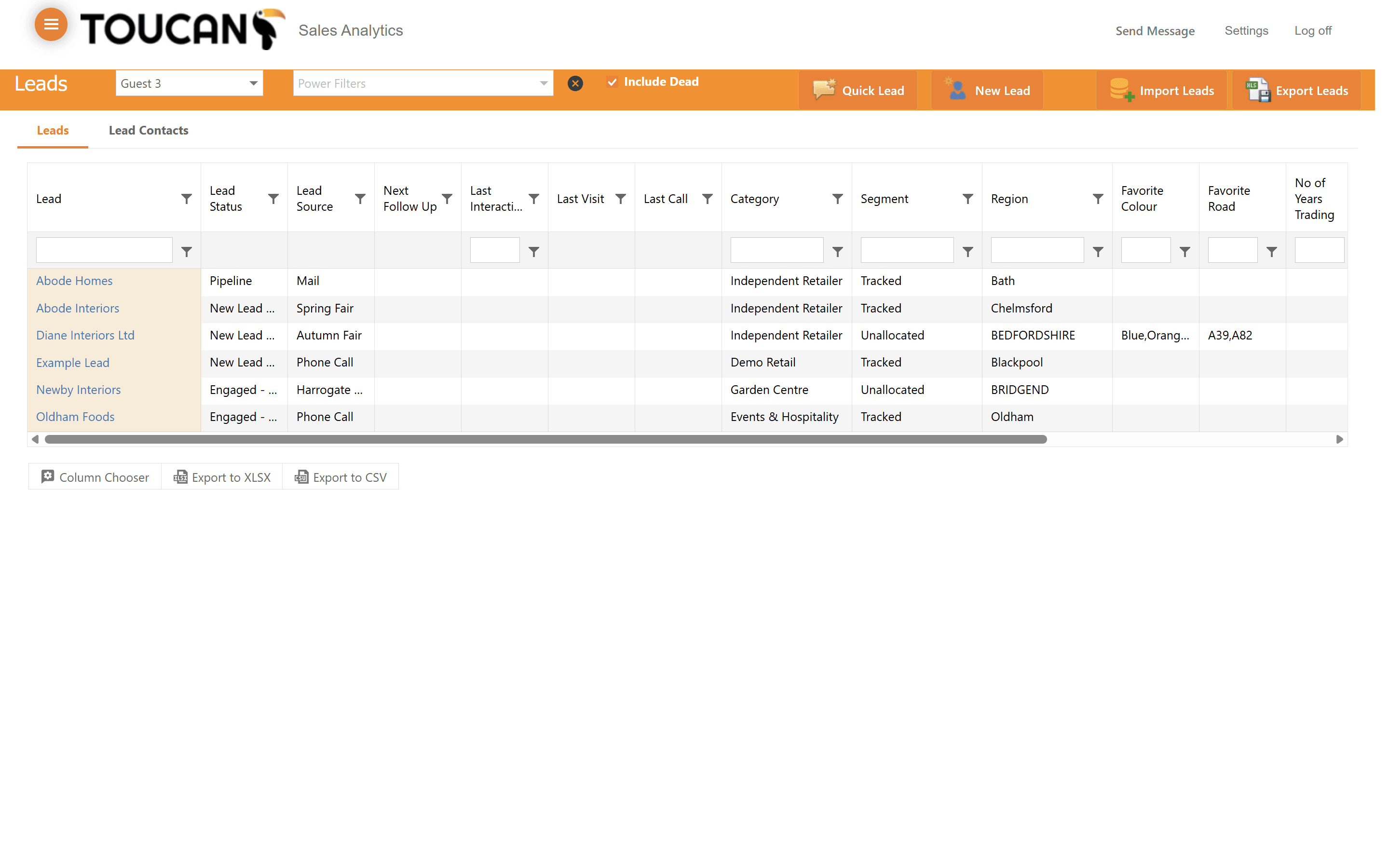 Step #4: Click the filter icon on the Lead column header to apply advanced sorting and filtering.