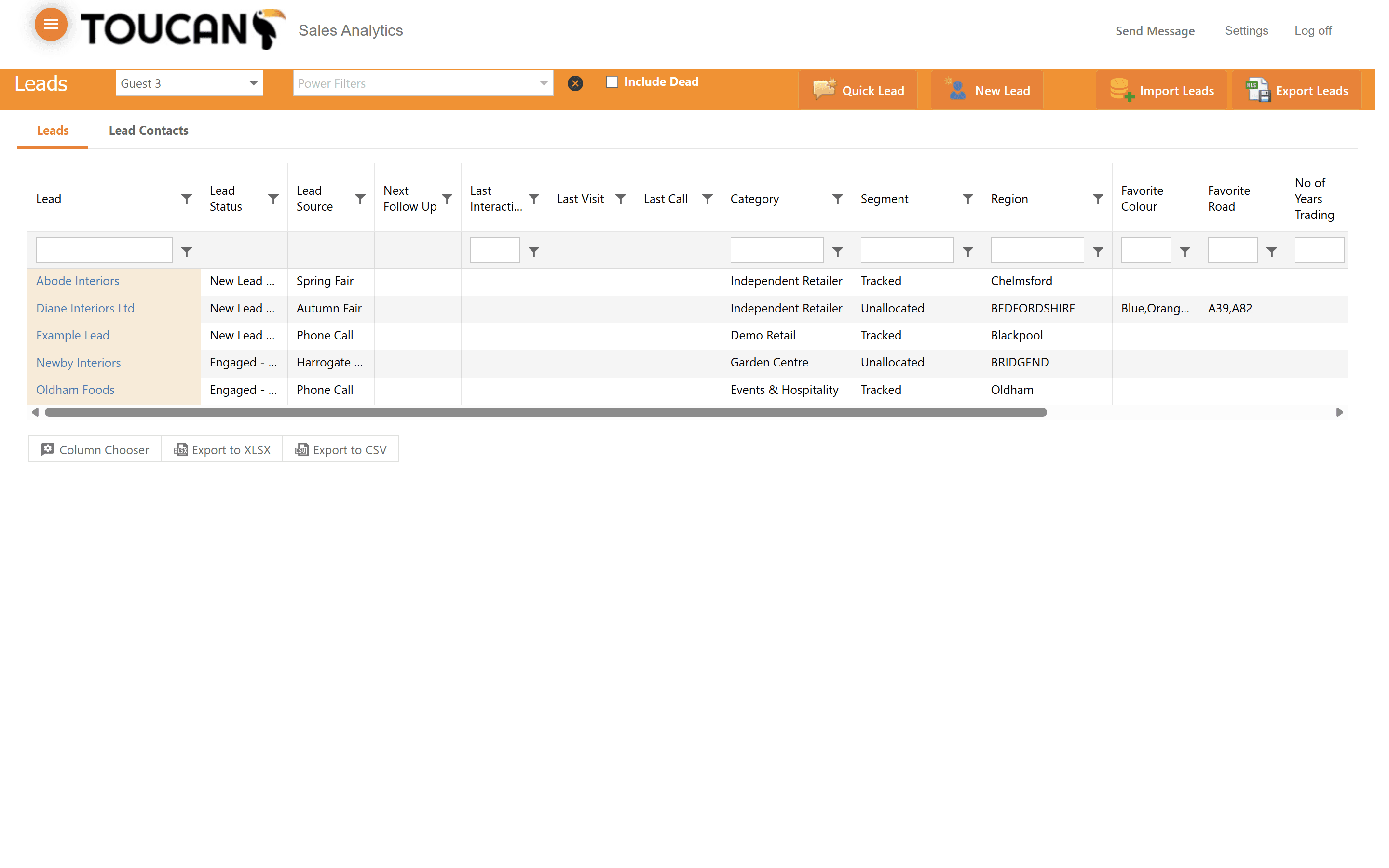 Step #1: Click on the Lead tab in your navigation menu to view your lead records as companies. To view leads as specific contacts attached to a company, see the next step.
