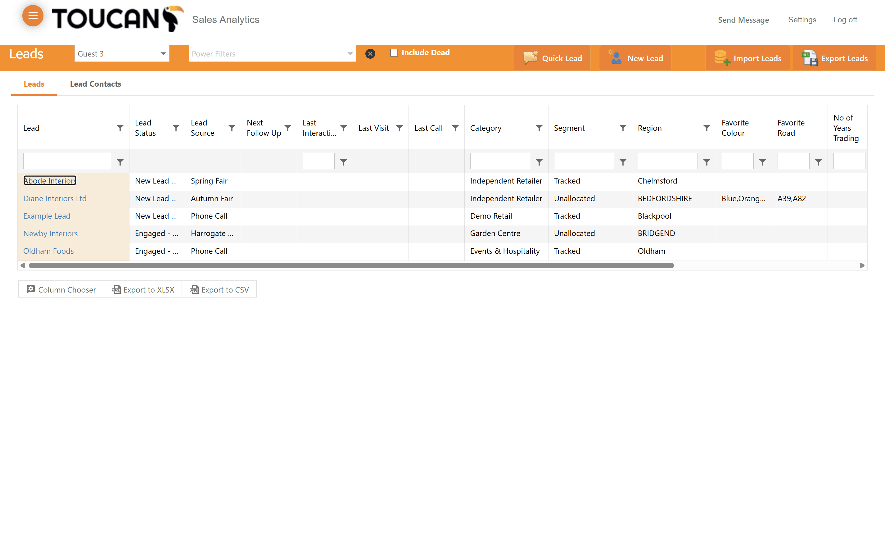 Step #19: Click on a specific lead's name from the table to open their detail view.