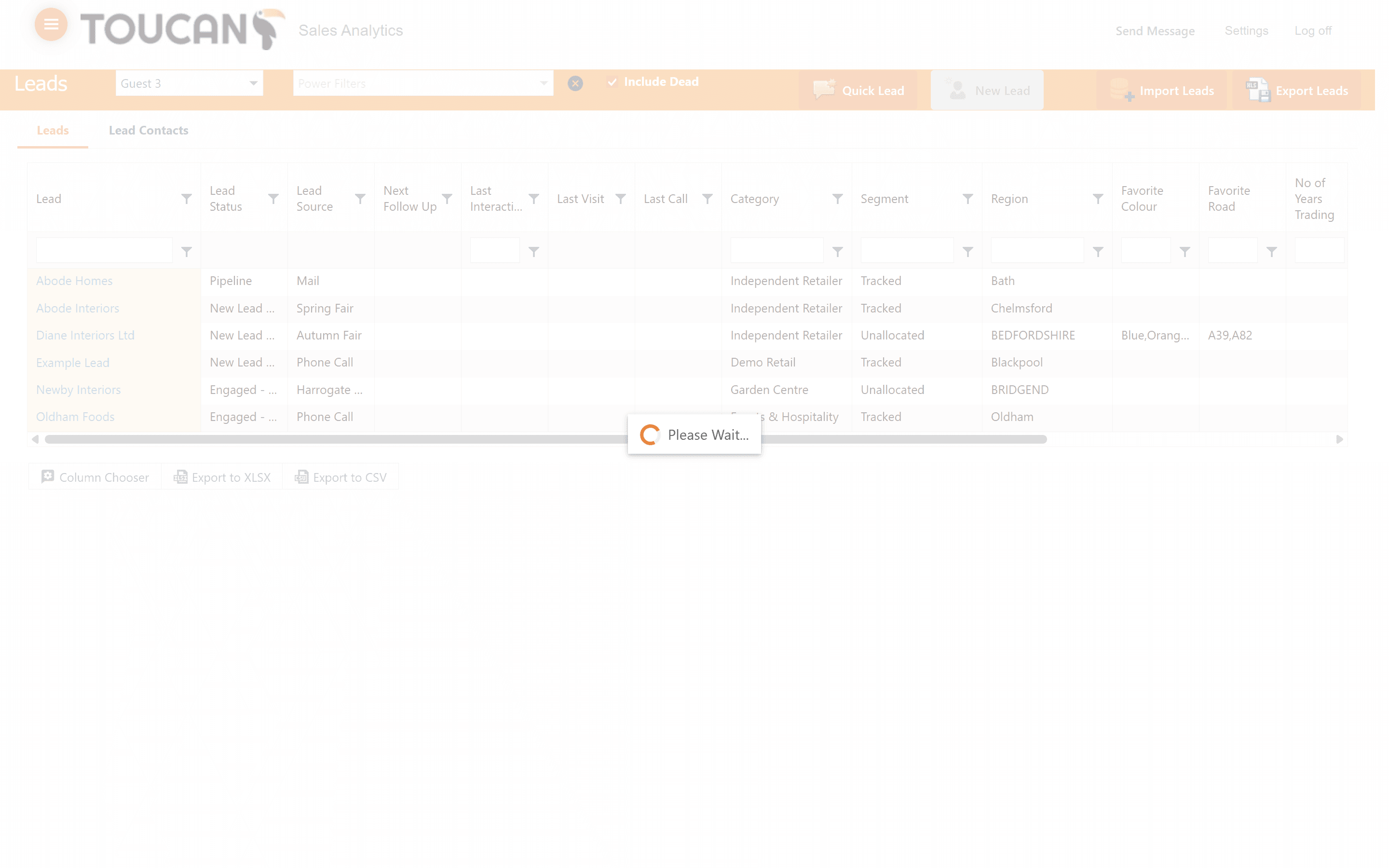 Step #13: Click on New Lead from the action buttons.