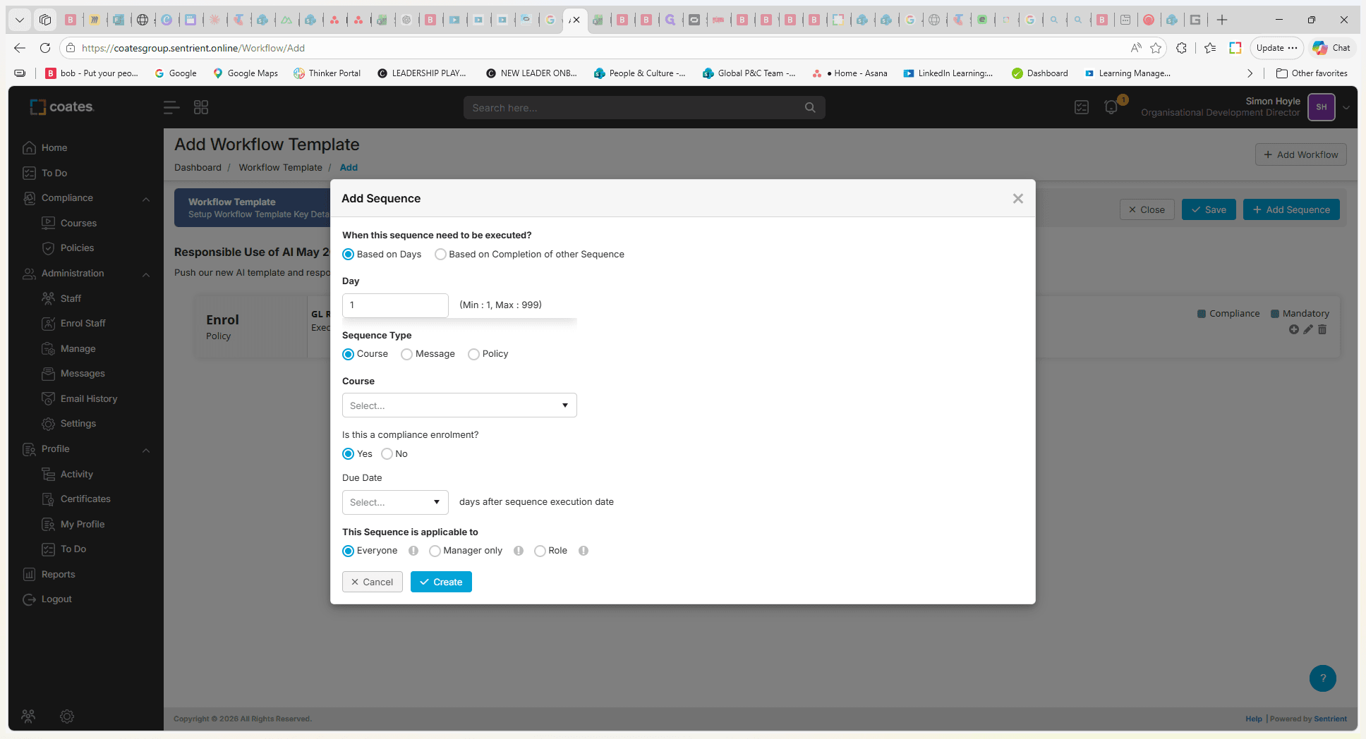 Step #12: Select Based on Days if there is no dependency between the policy and the course.
