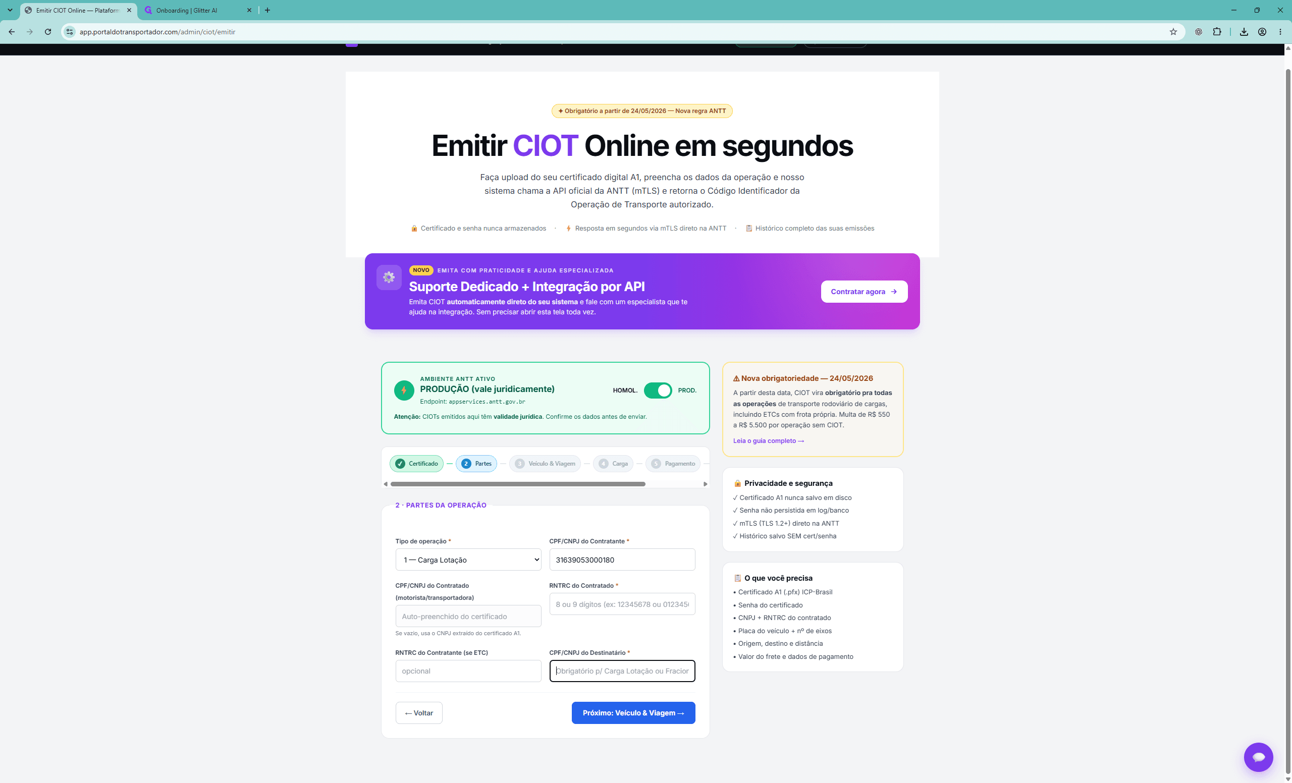 Step #10: Clique no campo CPF/CNPJ do Destinatário e informe o documento de destino.