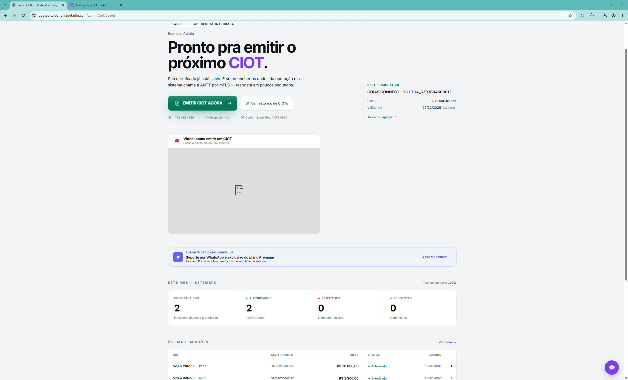 Step #5: Clique no botão EMITIR CIOT AGORA.