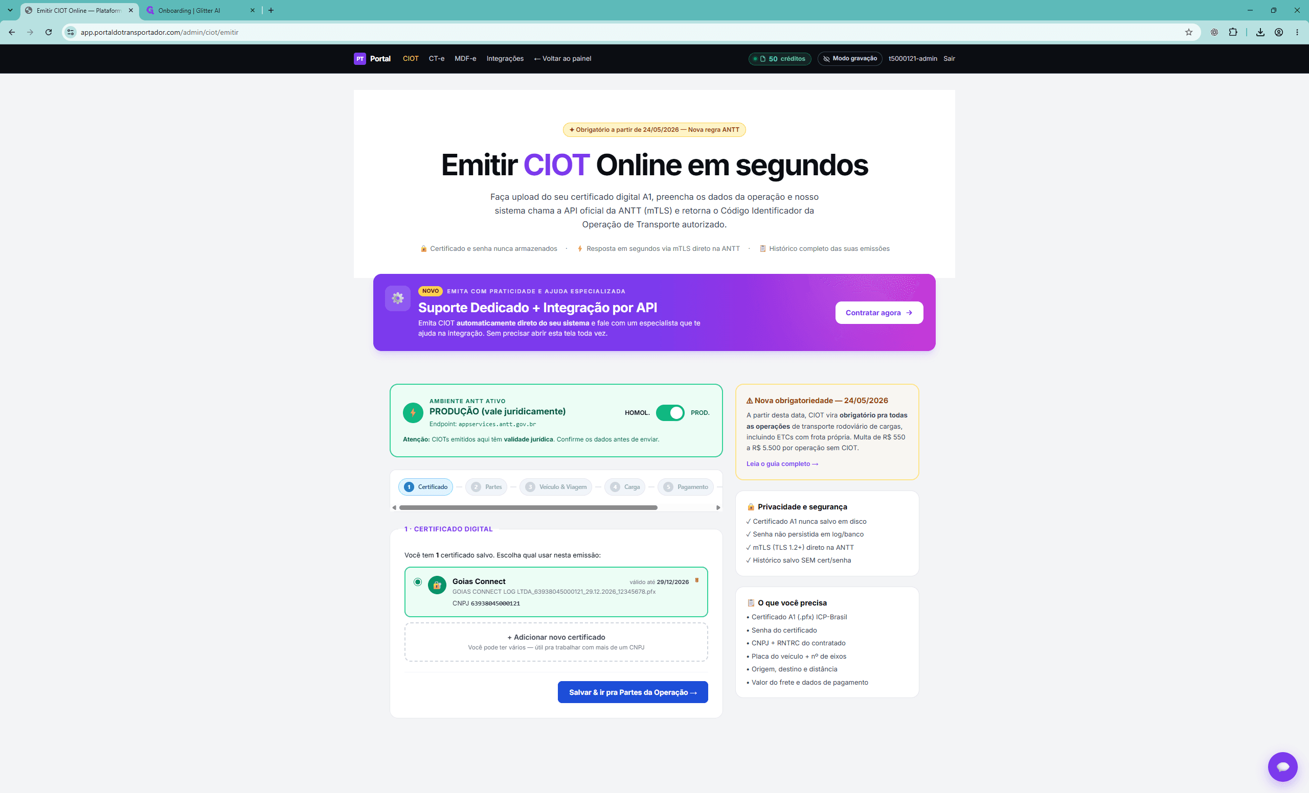 Step #7: Clique em Salvar & ir pra Partes da Operação →.