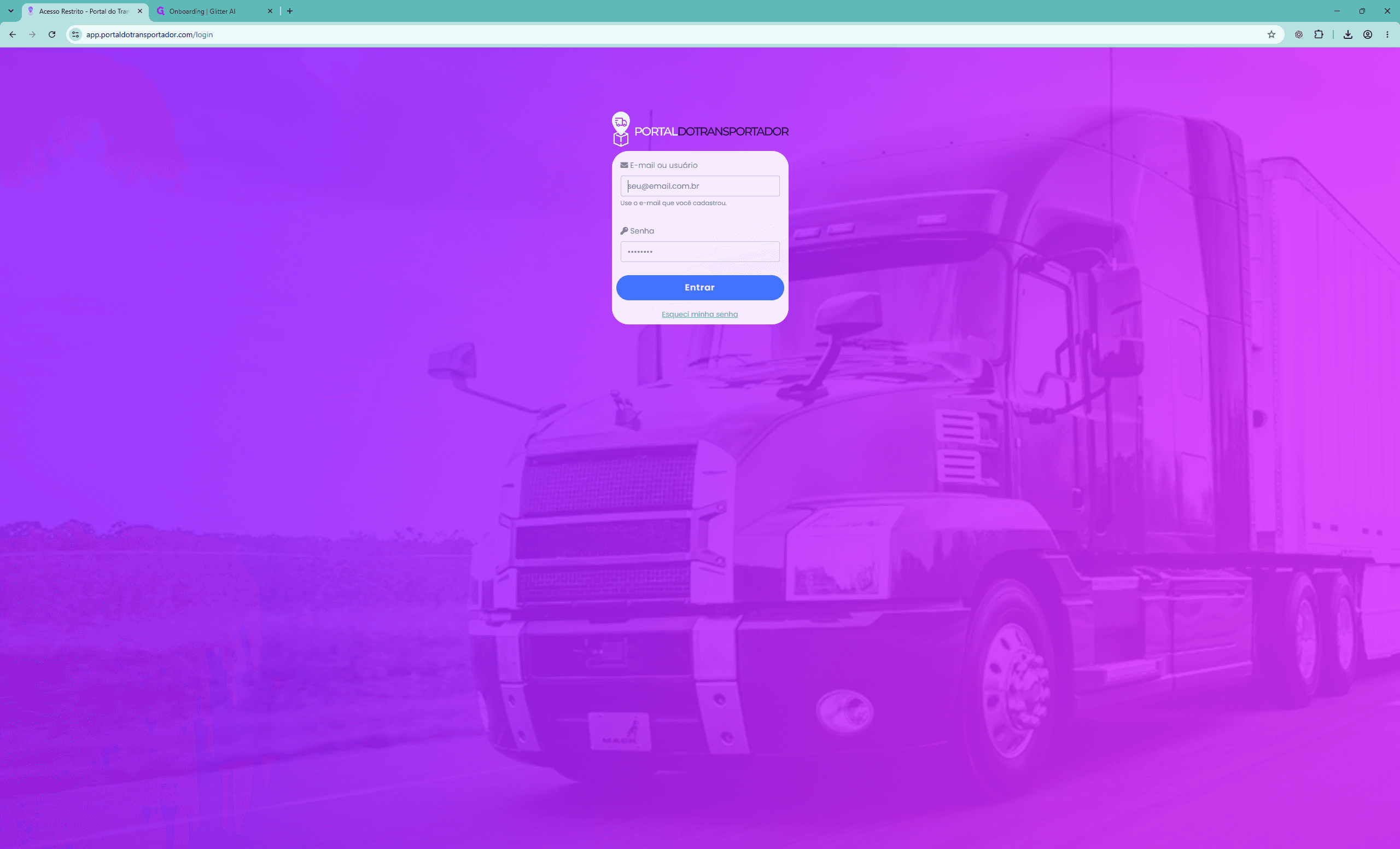 Step #1: Clique no campo E-mail ou usuário e informe seu login cadastrado.
