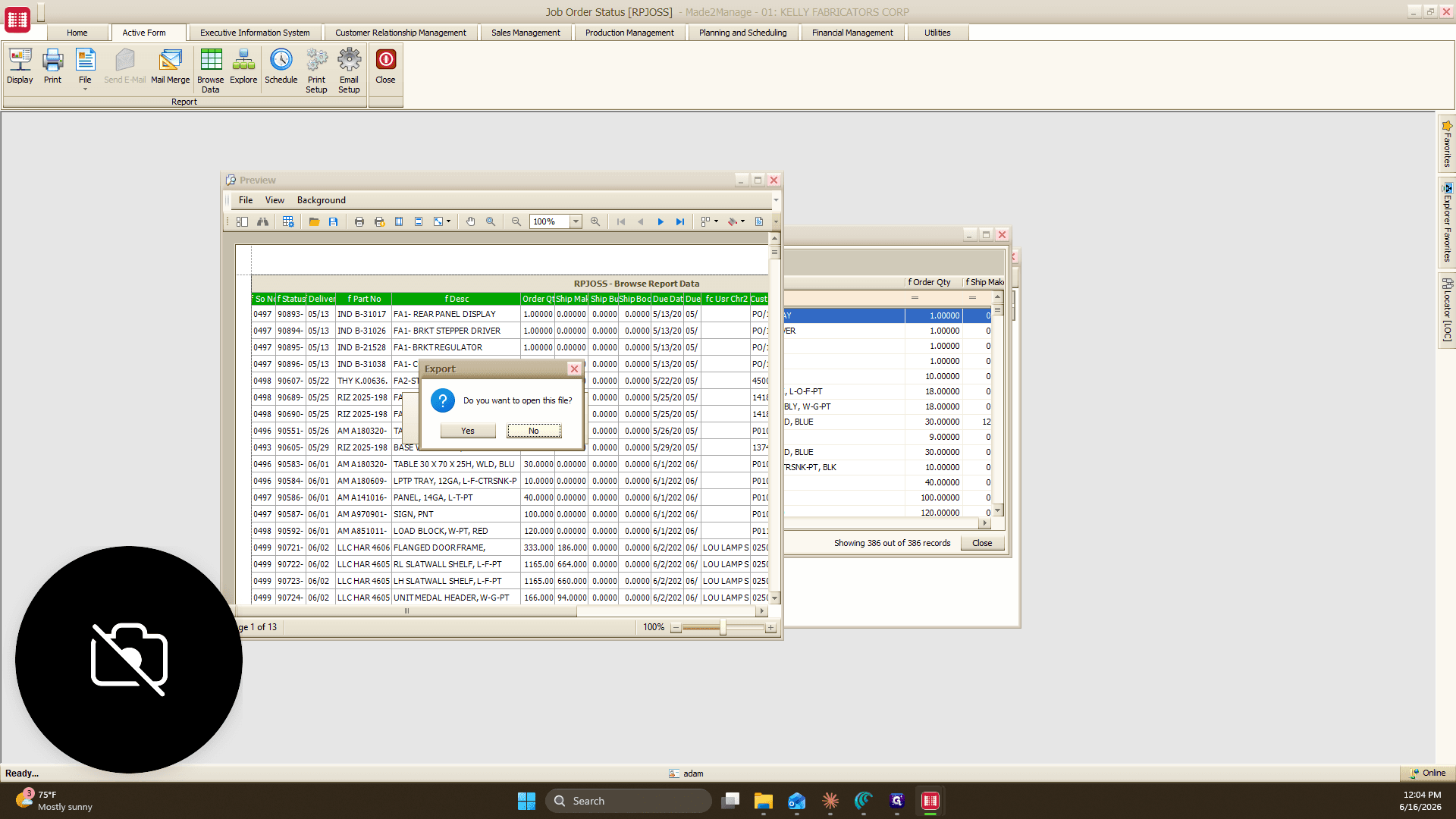 Step #11: Click No when the system asks if you want to open the exported file.