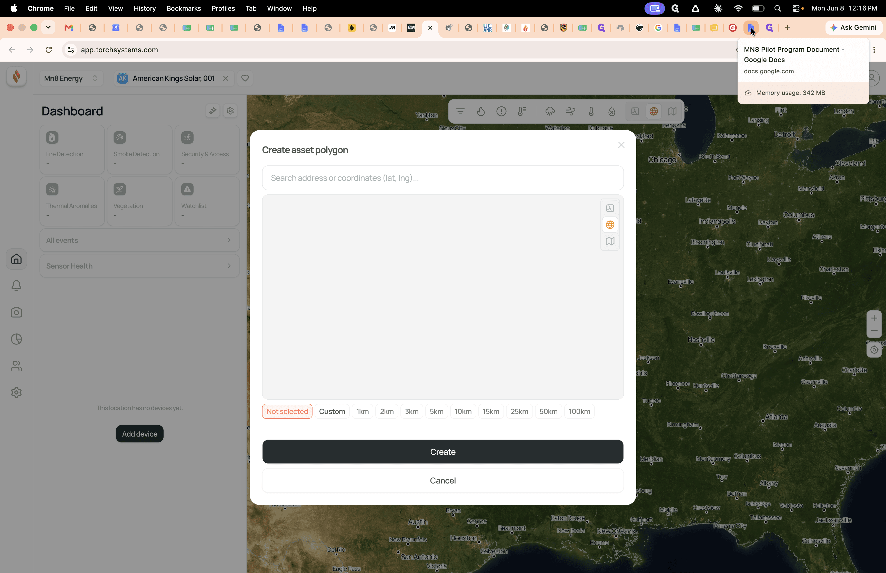 Step #7: Click Create to proceed to the map boundary setup.