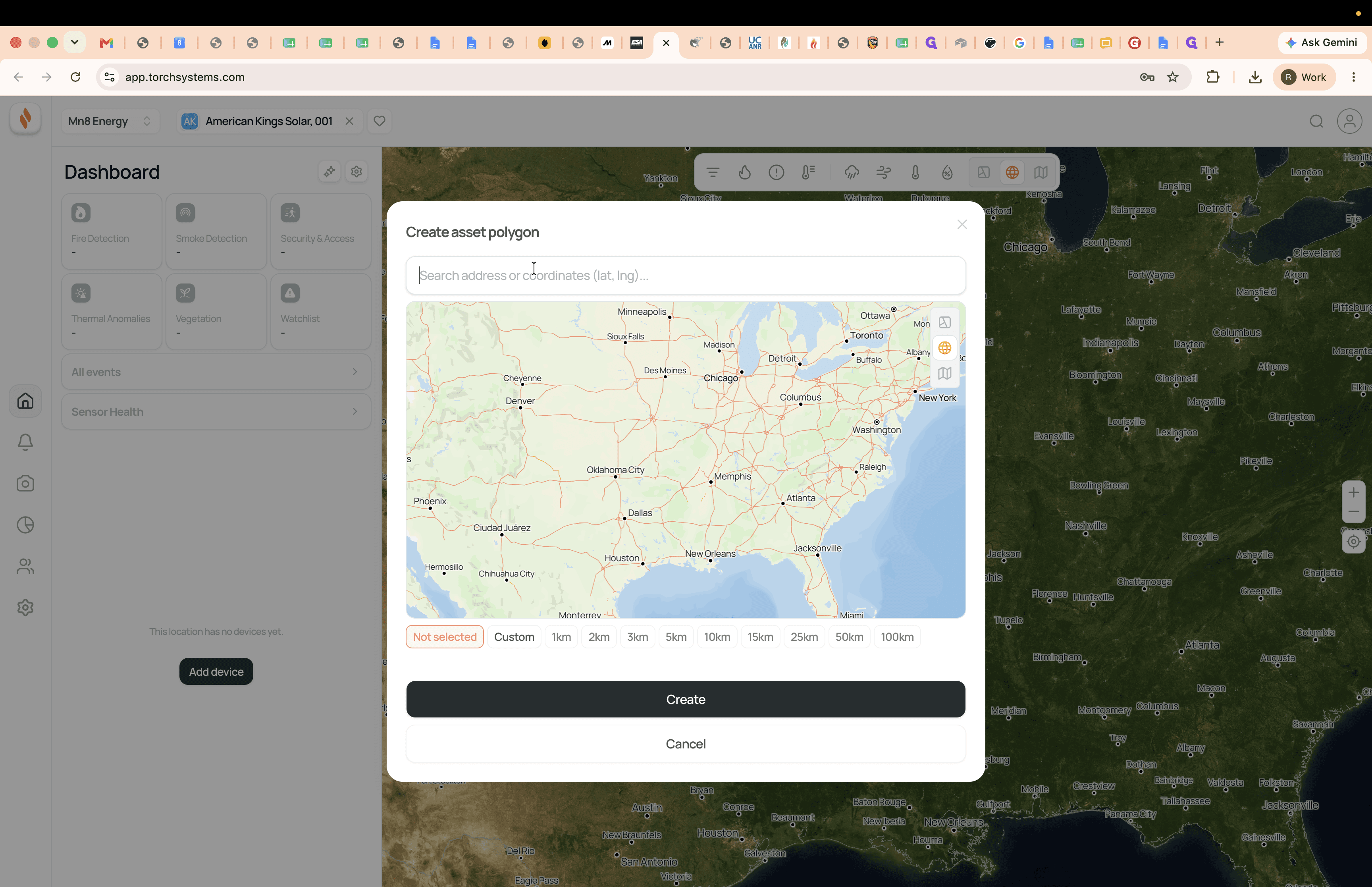 Step #8: In the modal window, click the Search address or coordinates input field above the map.
