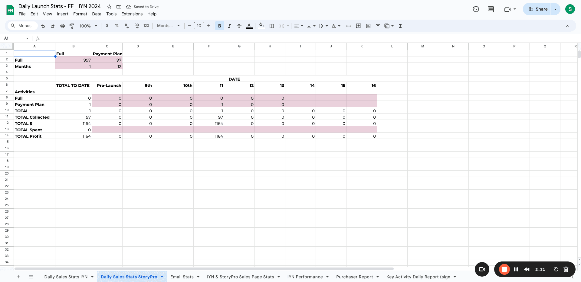 Step #17: Click on "Daily Sales Stats StoryPro ▼"