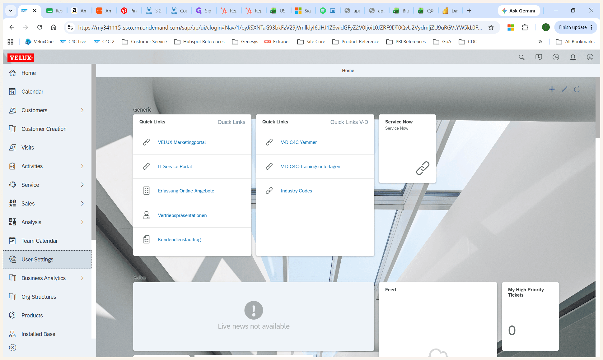 Step #1: Click User Settings in the left-hand navigation menu of your SAP C4C dashboard.