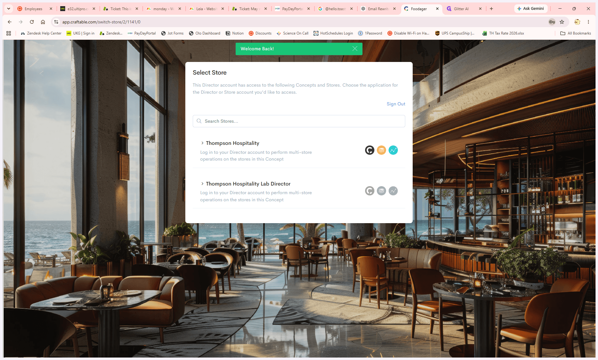 Step #2: Select your store or account from the modal list to proceed to the dashboard. Note: this step only applies if you have access to multiple locations.
