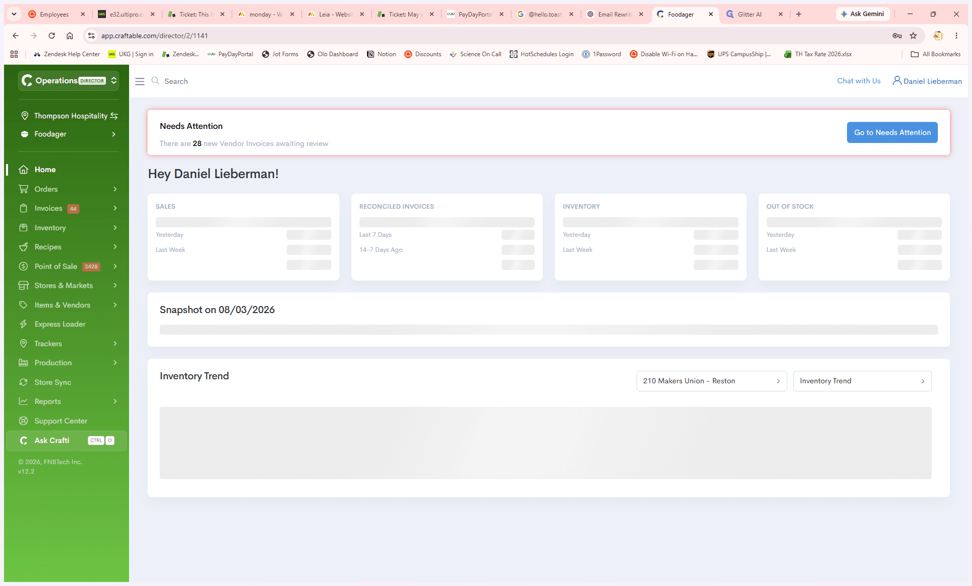 Step #3: Click your user profile name in the top right corner of the dashboard to open the account menu.