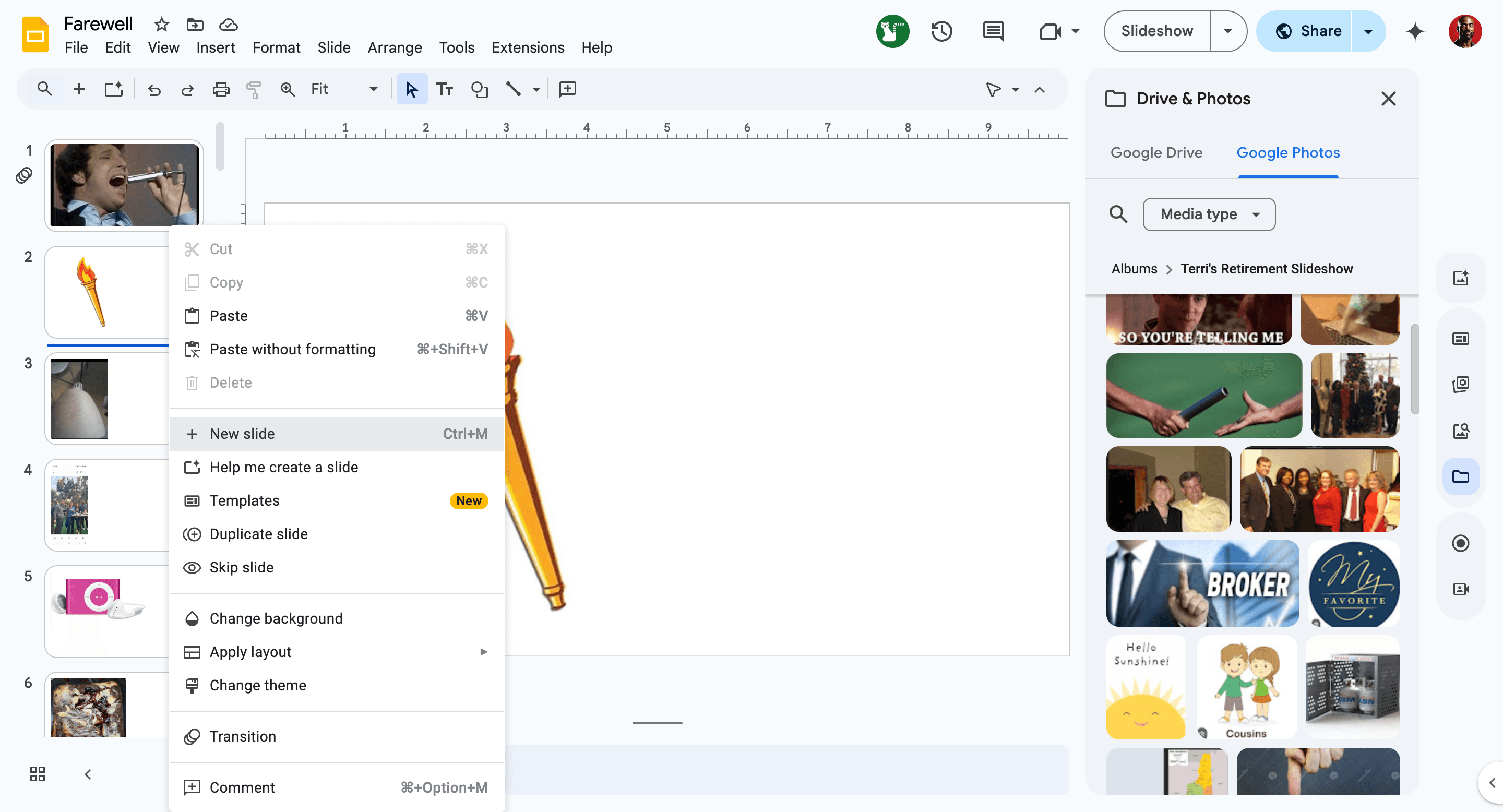 Step #5: Click the Insert tab > To add a photo, click the Insert tab, then go to Image, and select Drive and Photos.