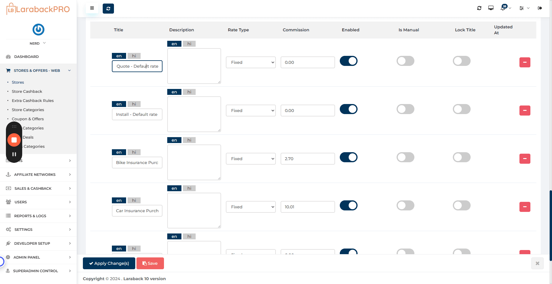 Step #67: Click "Default rate"