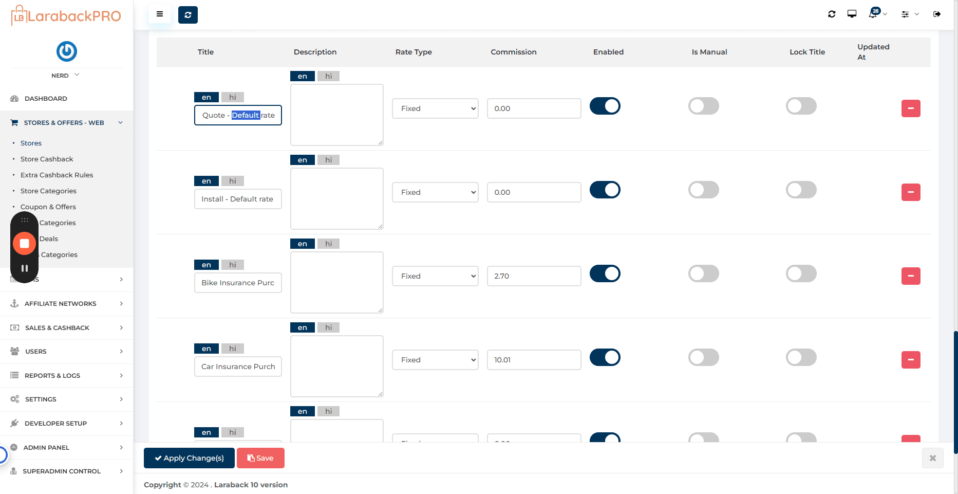 Step #68: Click "Quote - Default rate"