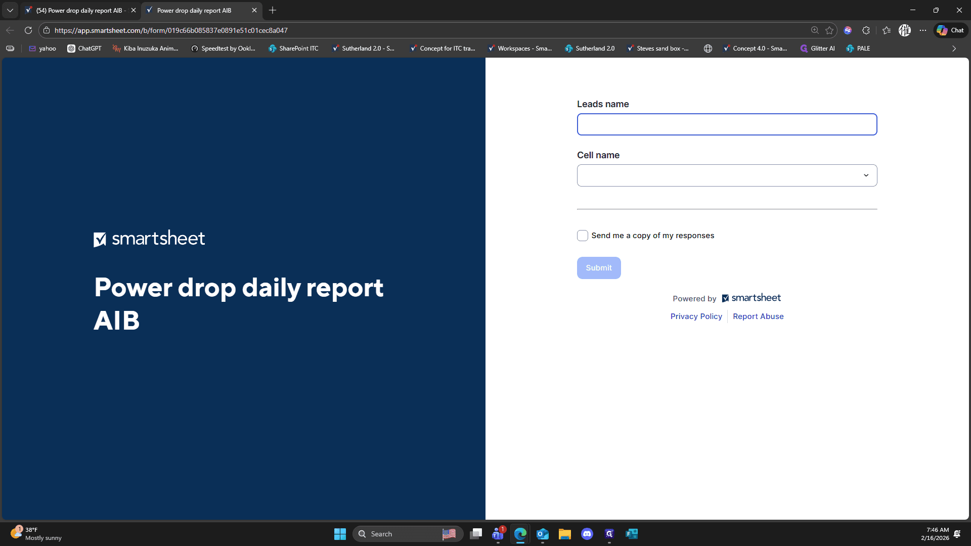 Step #384: Click on "( 54 ) Power drop daily report AIB"