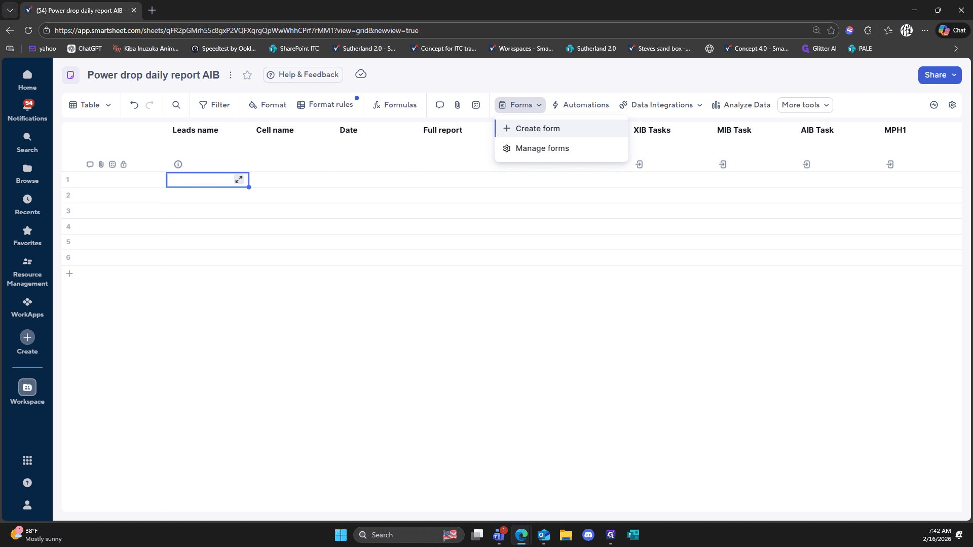 Step #259: Click on "+ Create form"