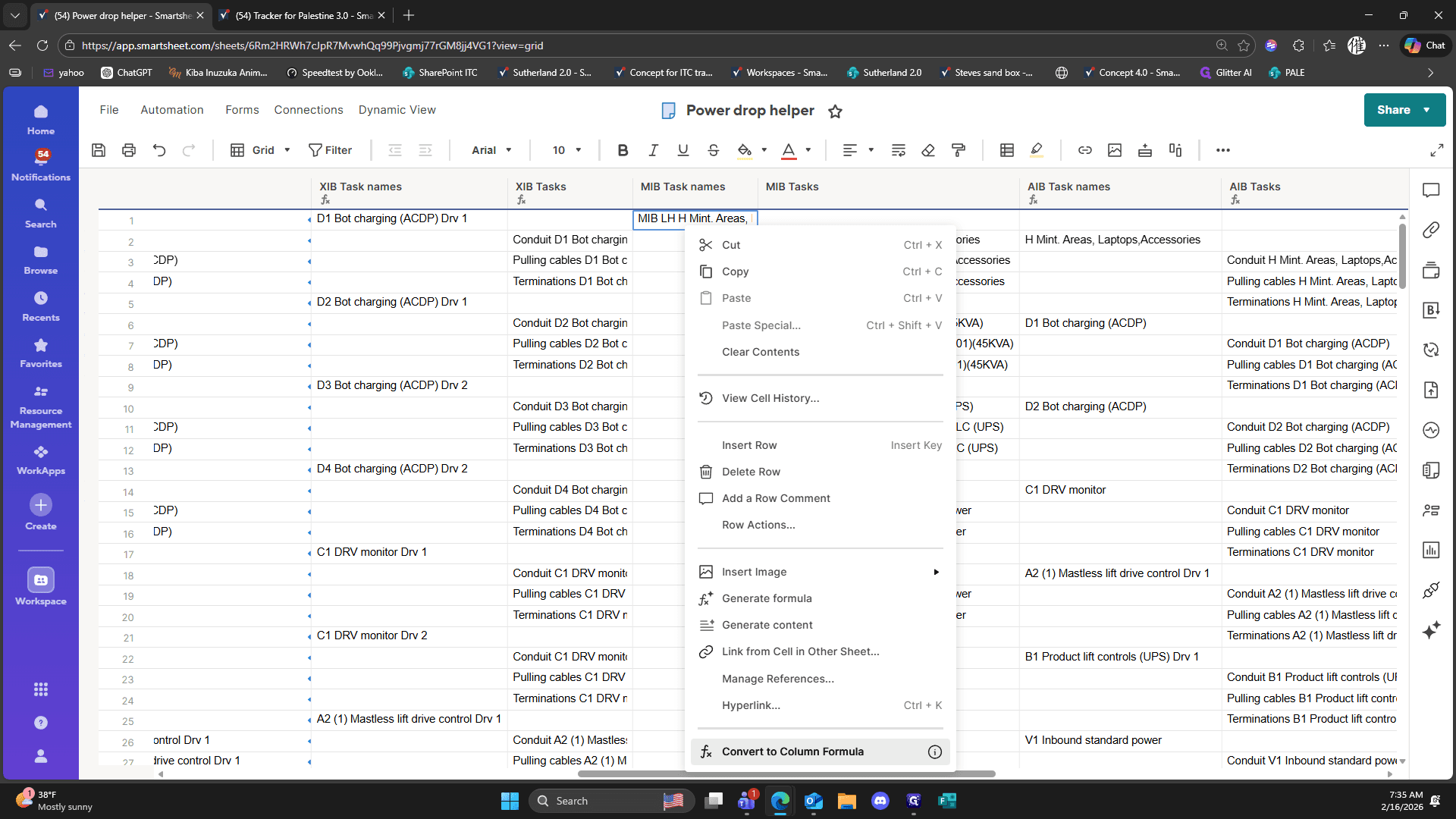 Step #57: Click on "Convert to Column Formula"