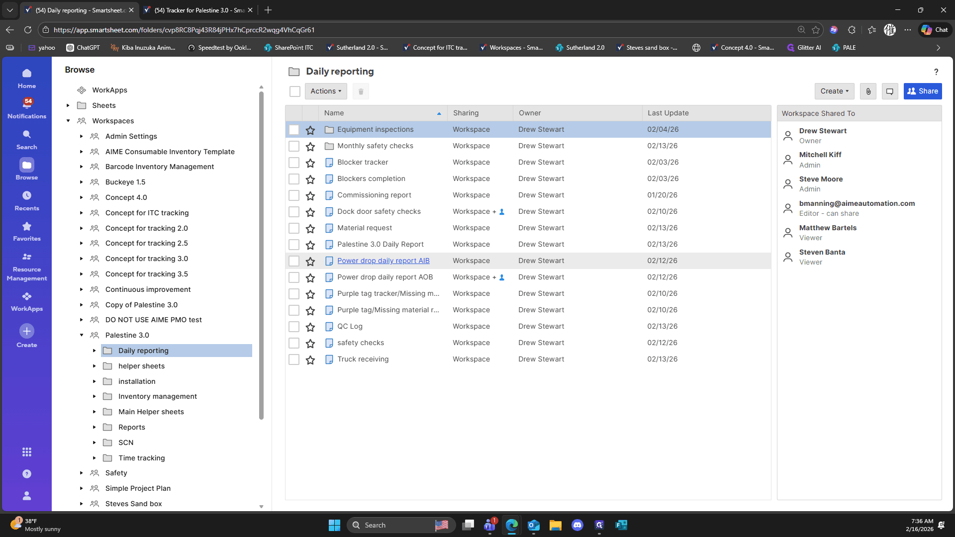 Step #100: Click on "Power drop daily report AIB"