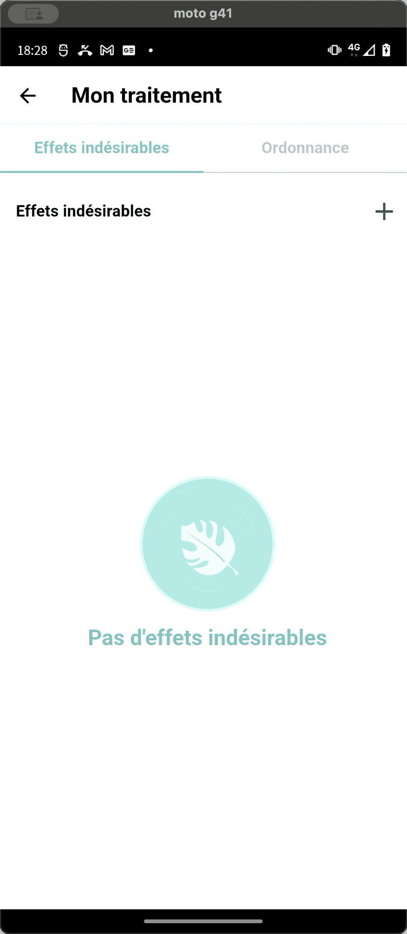 Step #11: La page de gestion des effets indésirables s'affiche.