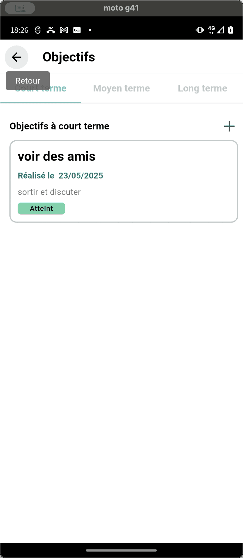 Step #25: La liste est mise à jour avec le nouveau statut de l'objectif.