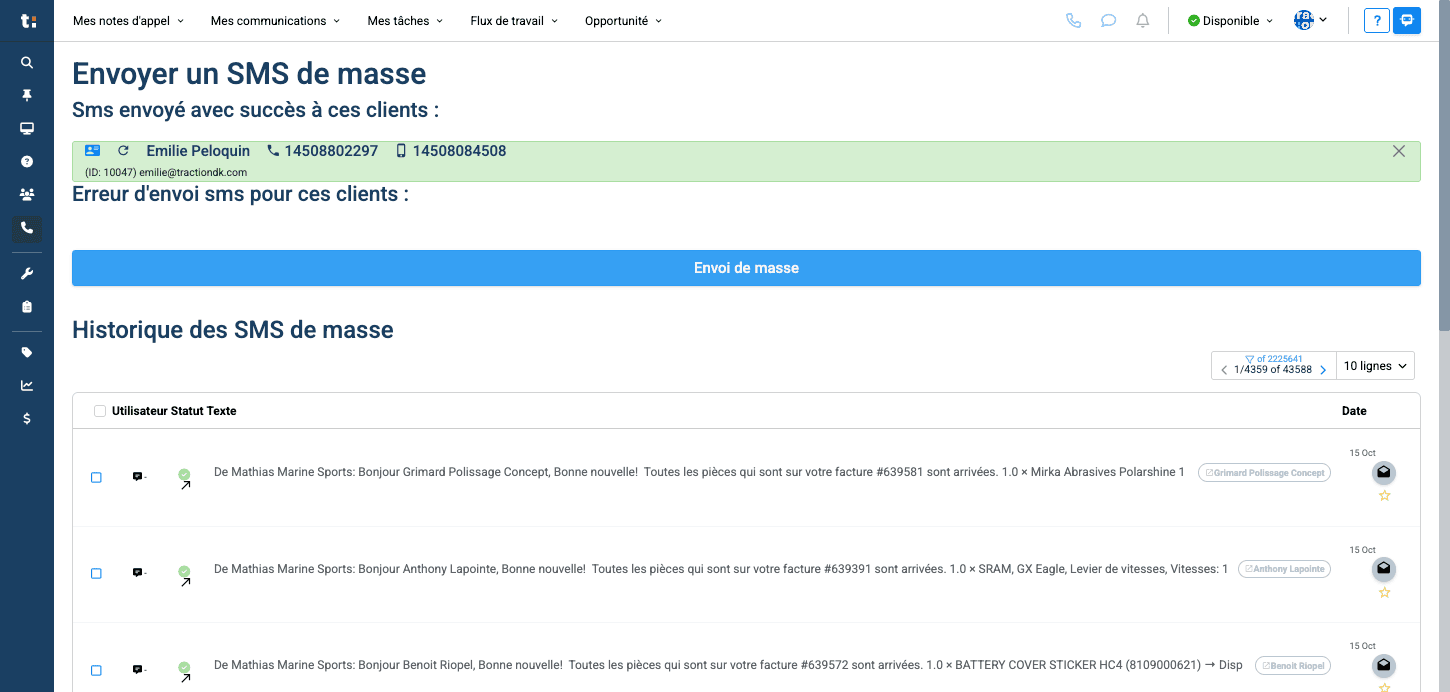 Step #9: Puis cliquez sur "envoi de masse"