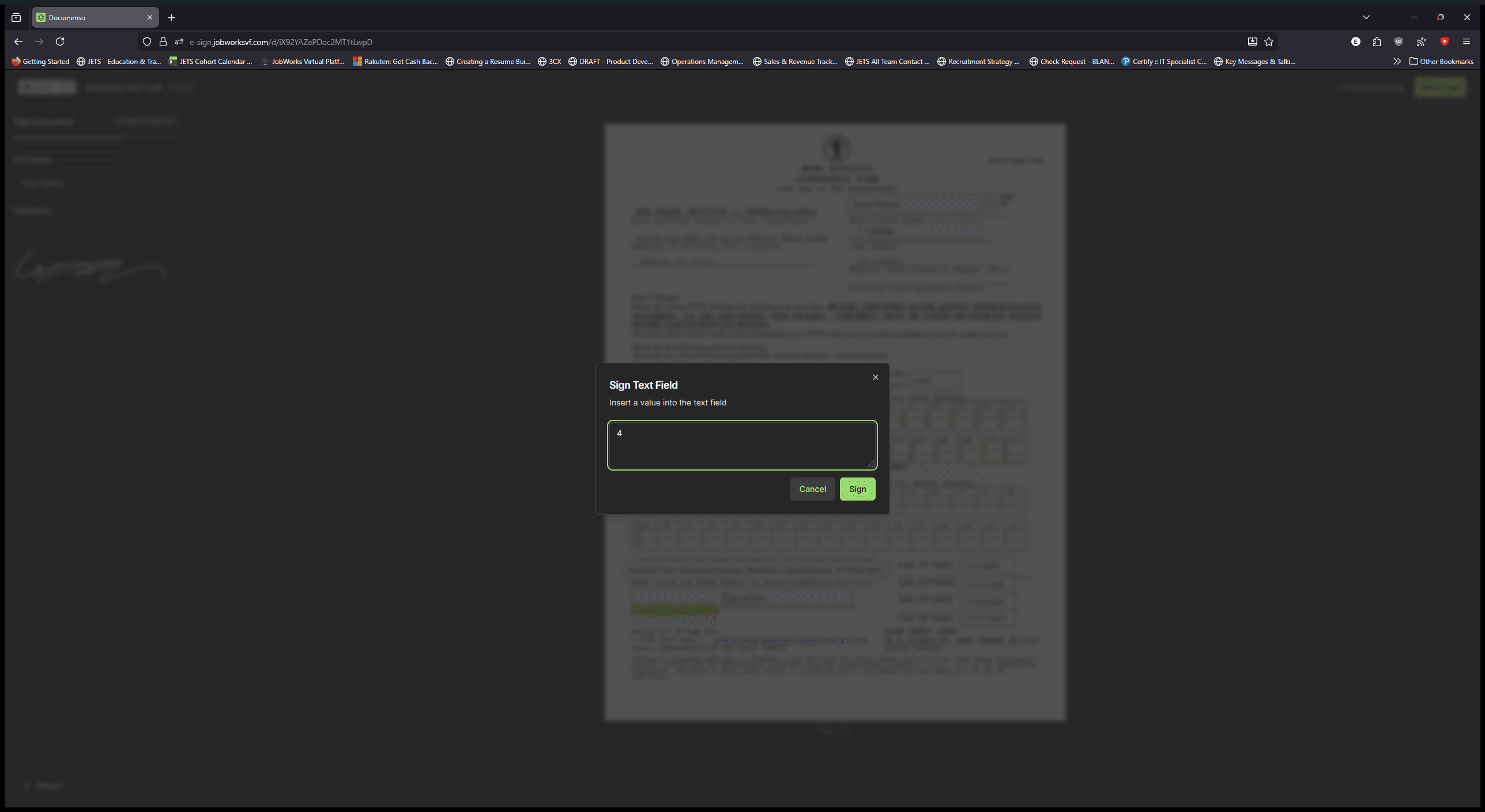 Step #8: Click on "Sign"