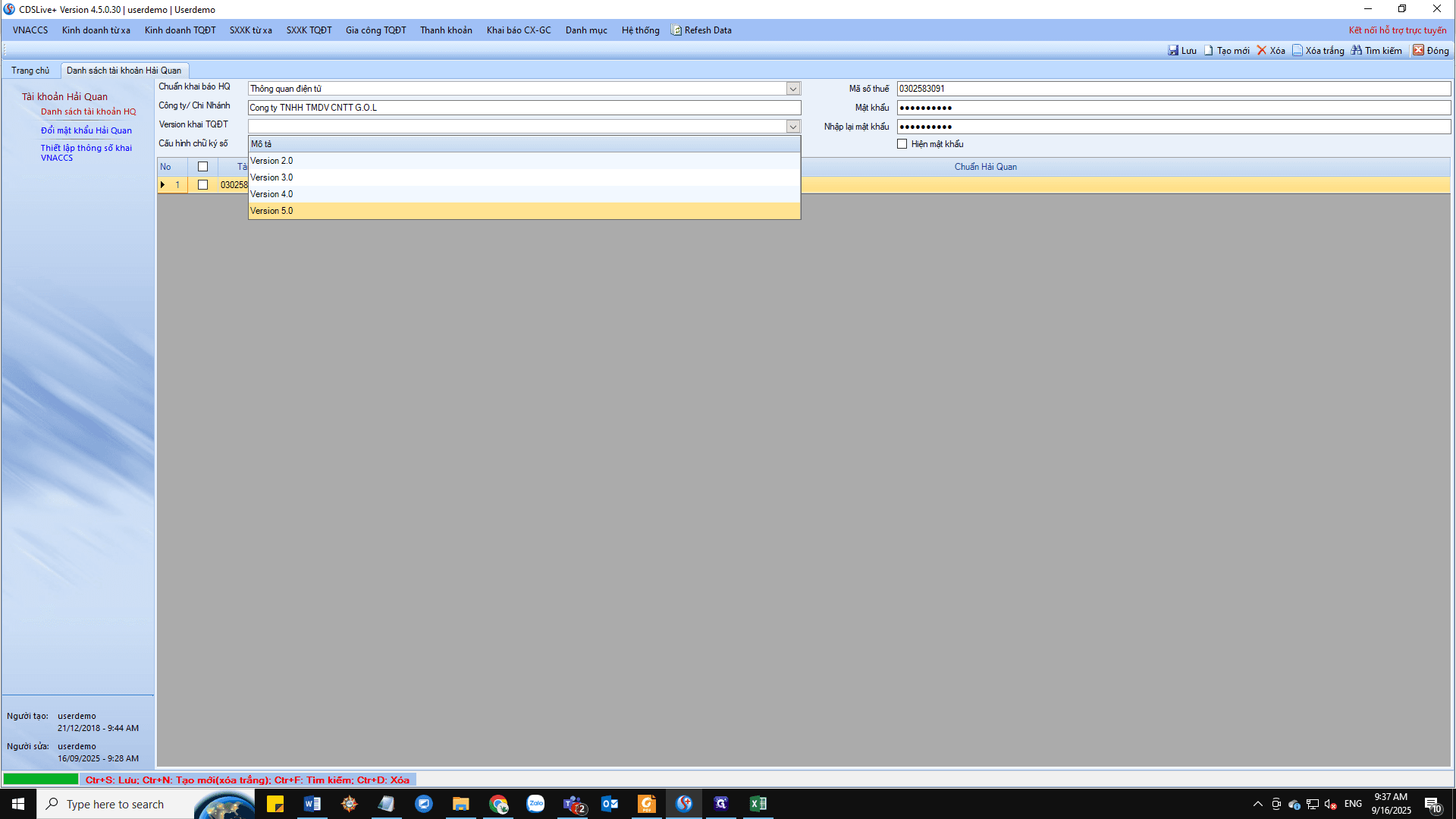 Step #6: Chọn Version 5.0