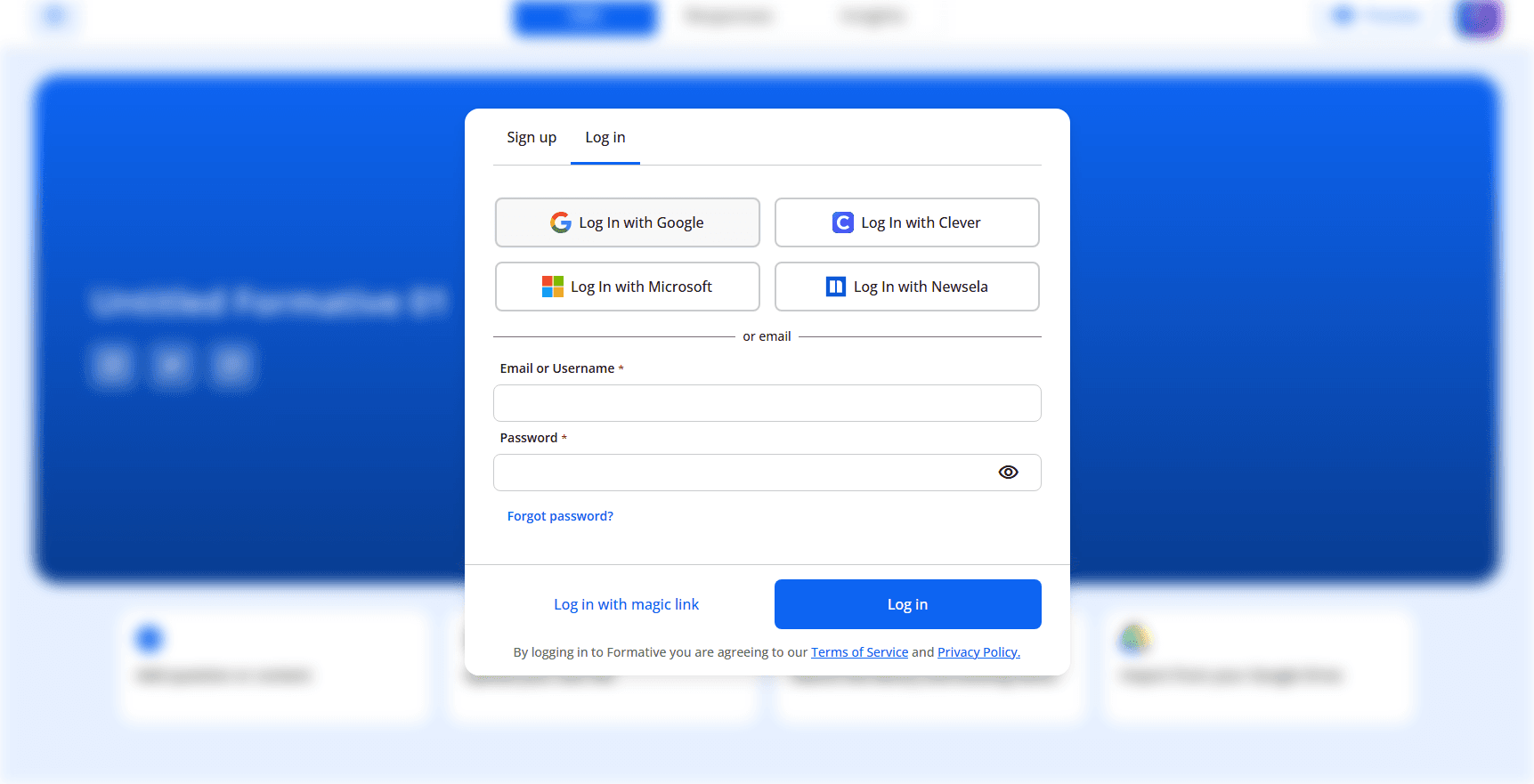 Step #2: Click on "Log In with Google"