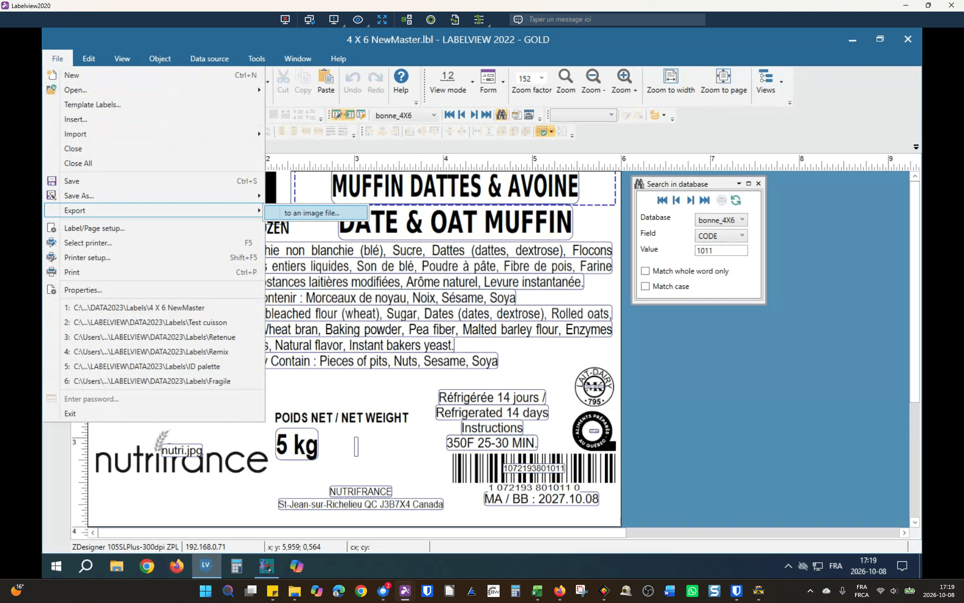 Step #2: Sélectionnez l'option Export to an image file....