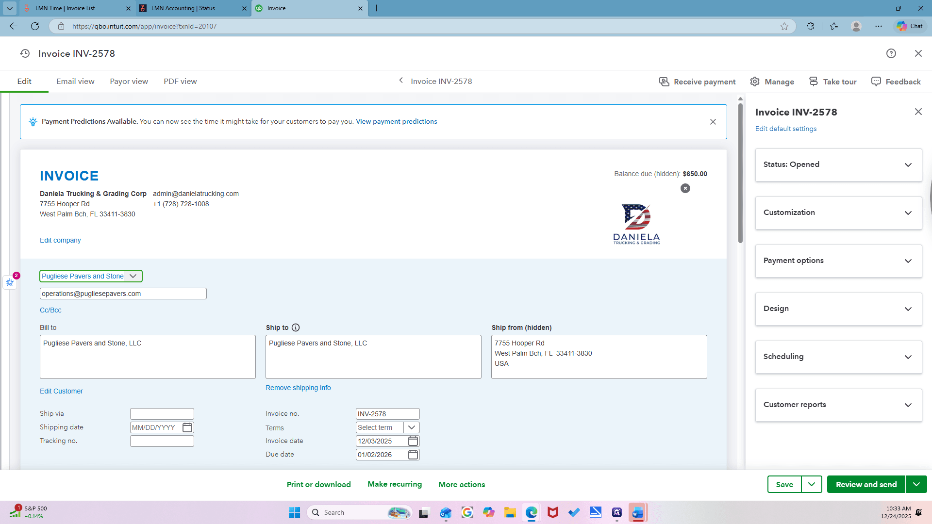 Step #68: Click on "LMN Time | Invoice"