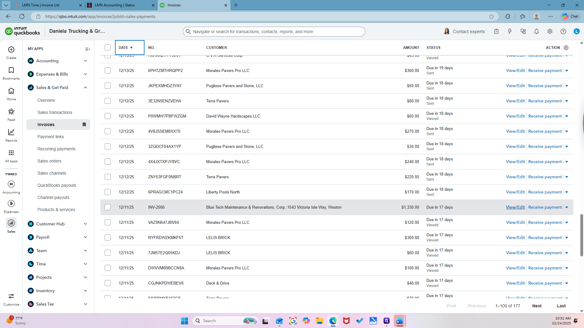 Step #49: Click on "View / Edit Receive payment ▼"