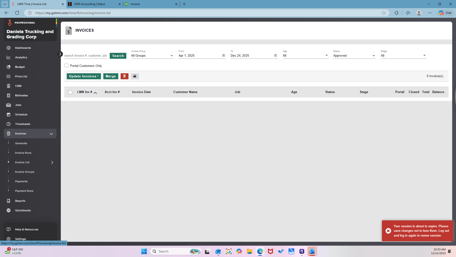 Step #71: Click on "Invoice List"