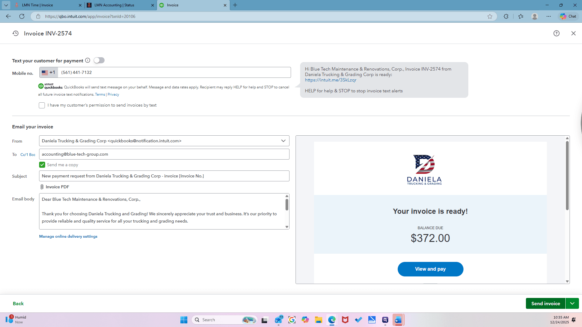 Step #119: Click on "Send invoice"