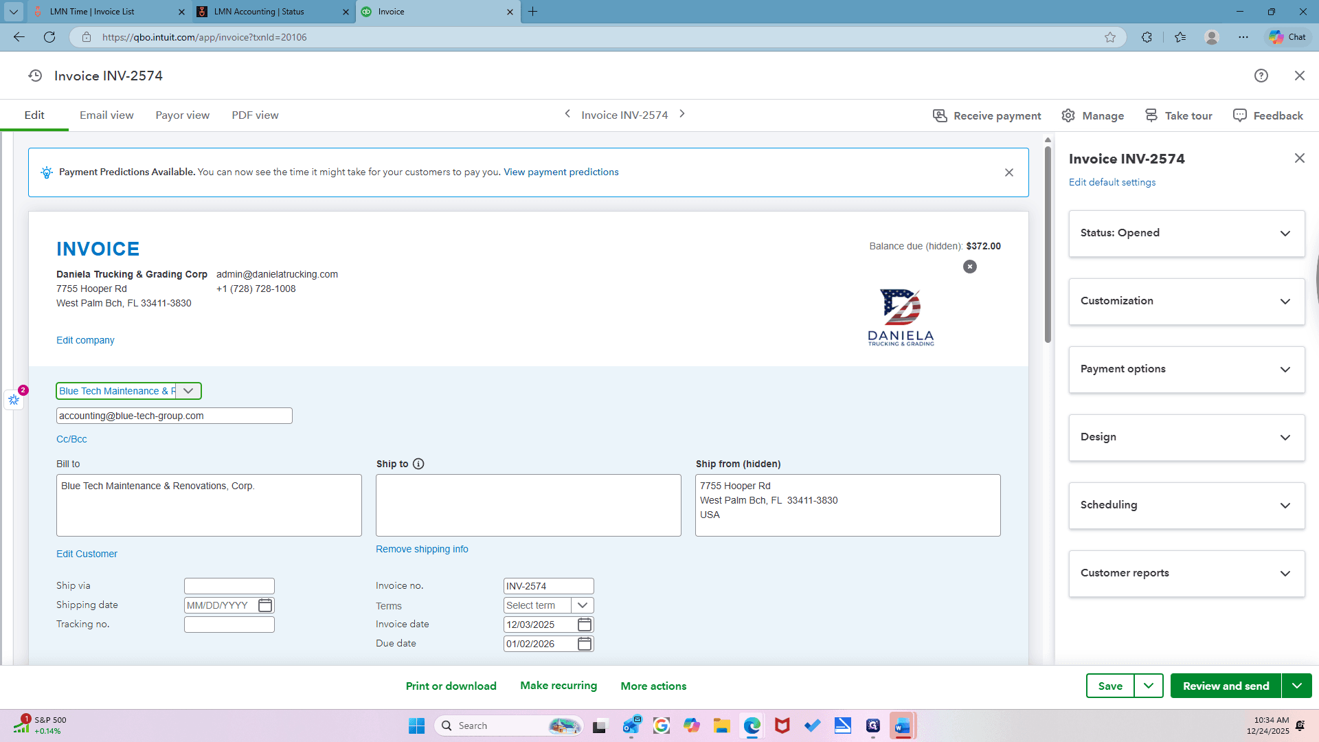 Step #97: Click on "LMN Time | Invoice"