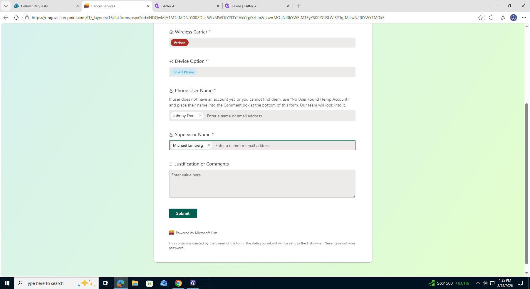 Step #7: Enter a brief explanation in the Comments field, detailing why the line is being canceled.