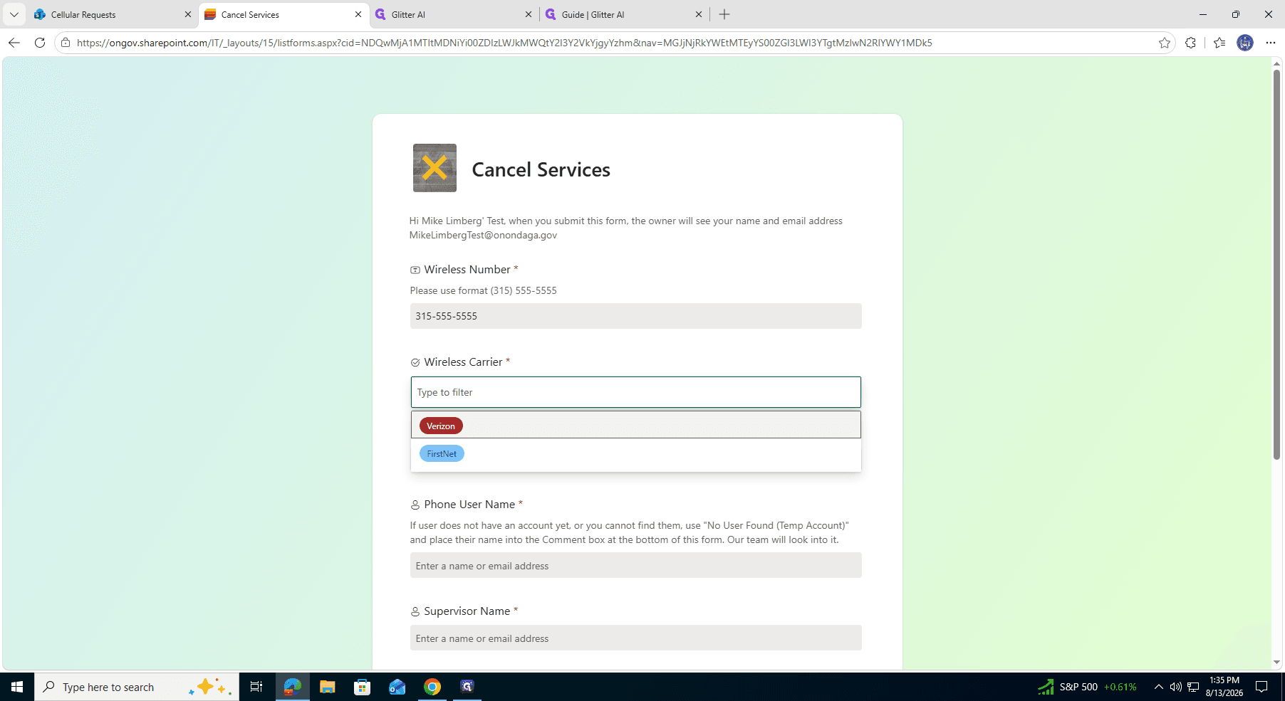 Step #3: Select the corresponding Wireless Carrier (e.g., Verizon) from the dropdown menu.