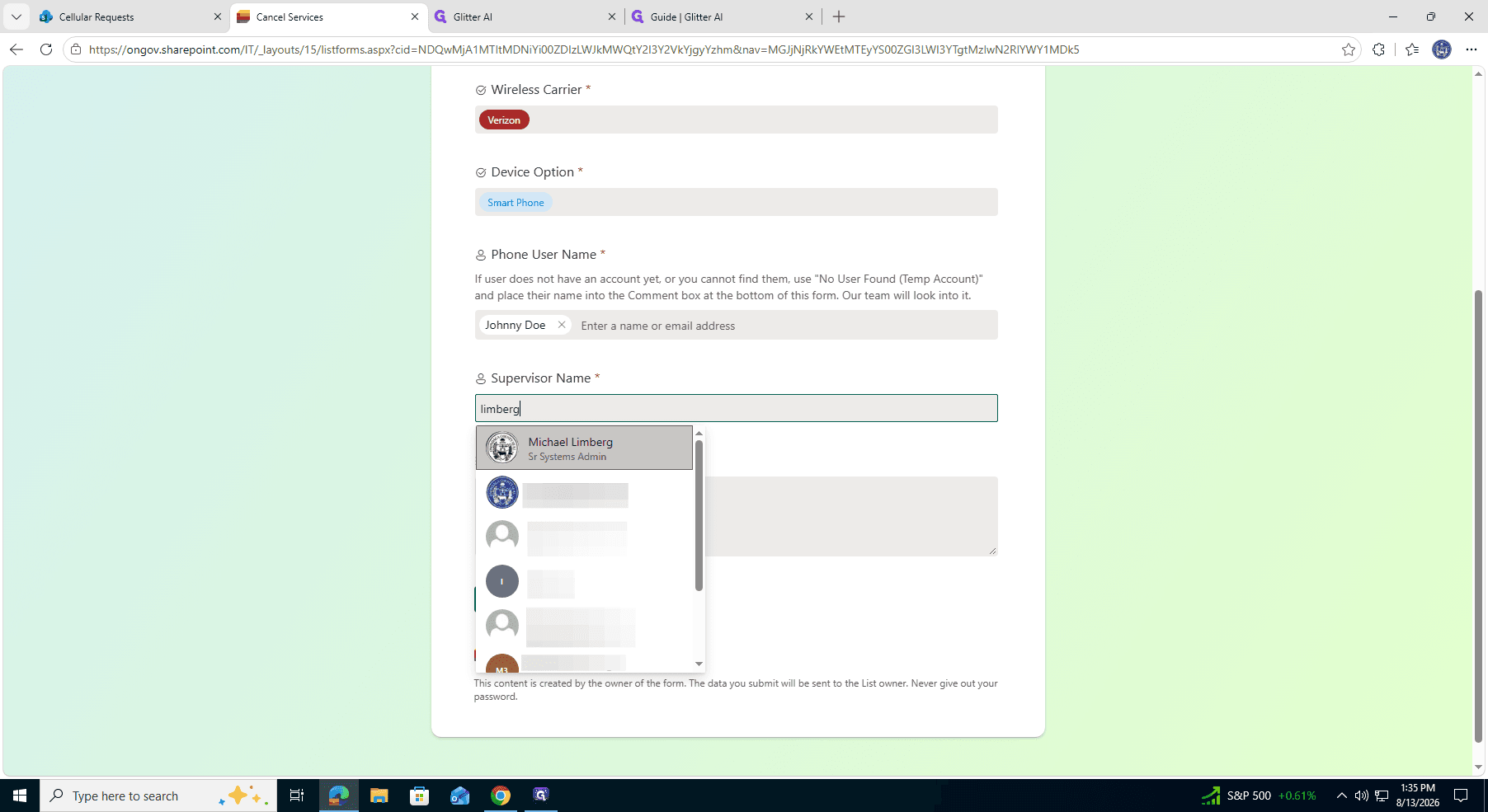 Step #6: Search for and select the Supervisor Name to notify the appropriate manager or administrator.