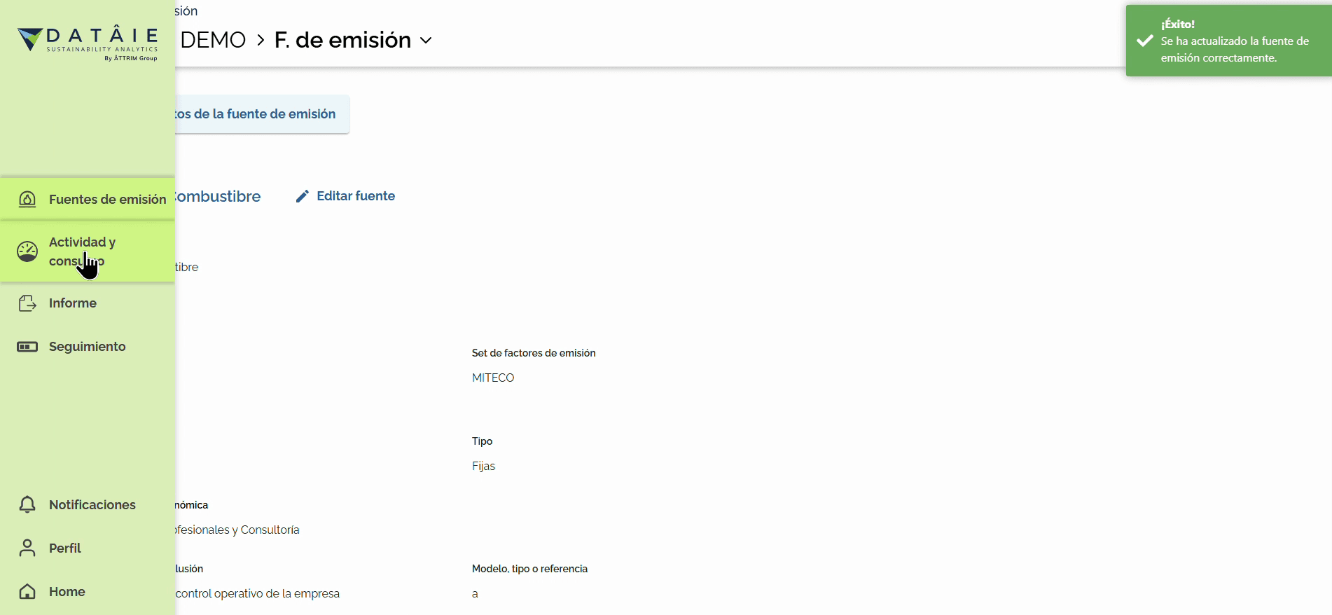Step #7: Para verificar que esté todo correcto, puedes ingresar a Actividad y consumo en el panel izquierdo de la pantalla