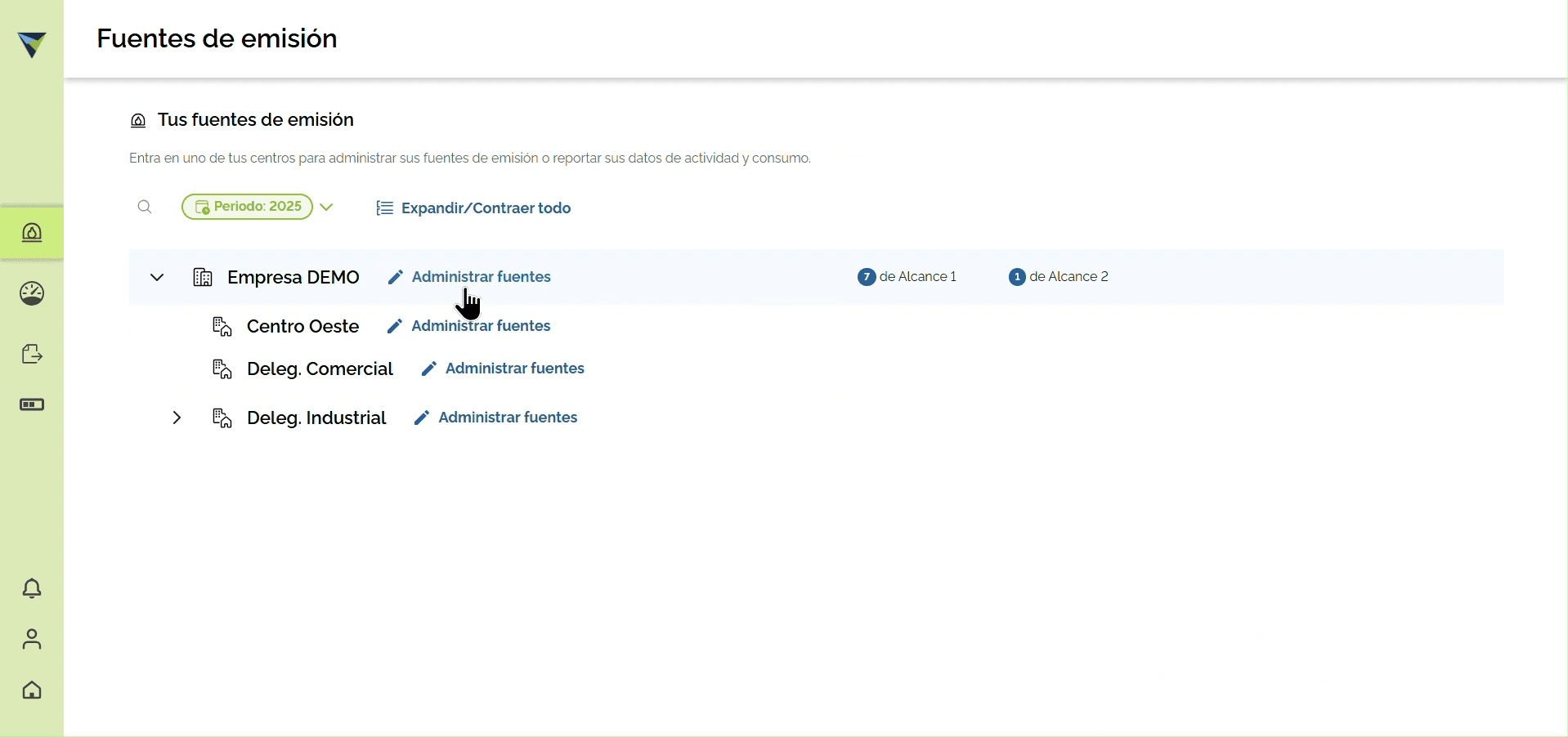 Step #3: Selecciona la sección Administrar fuentes de la unidad de negocio correspondiente.