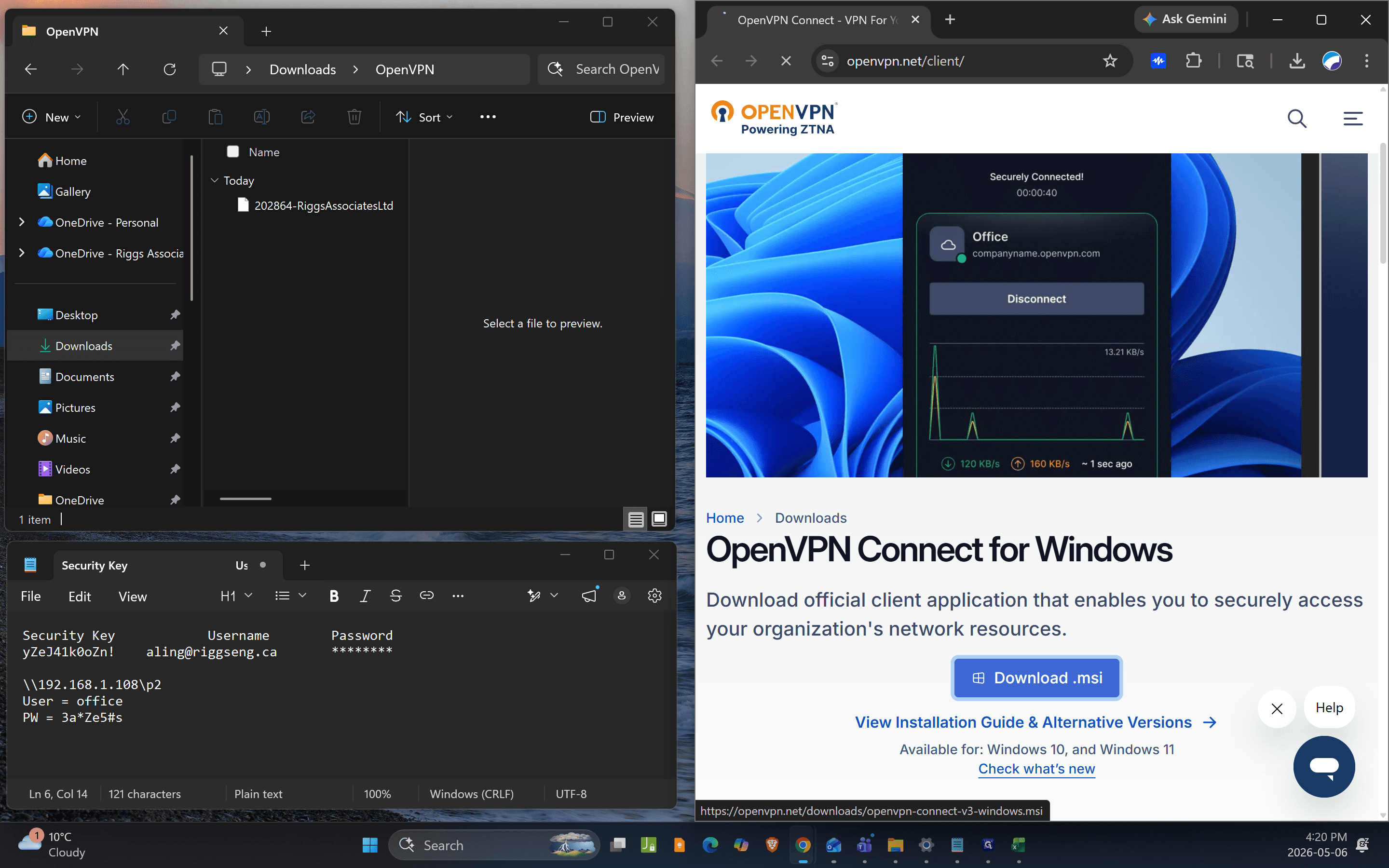 Step #1: Click Download .msi on the OpenVPN website to download the Windows installer.