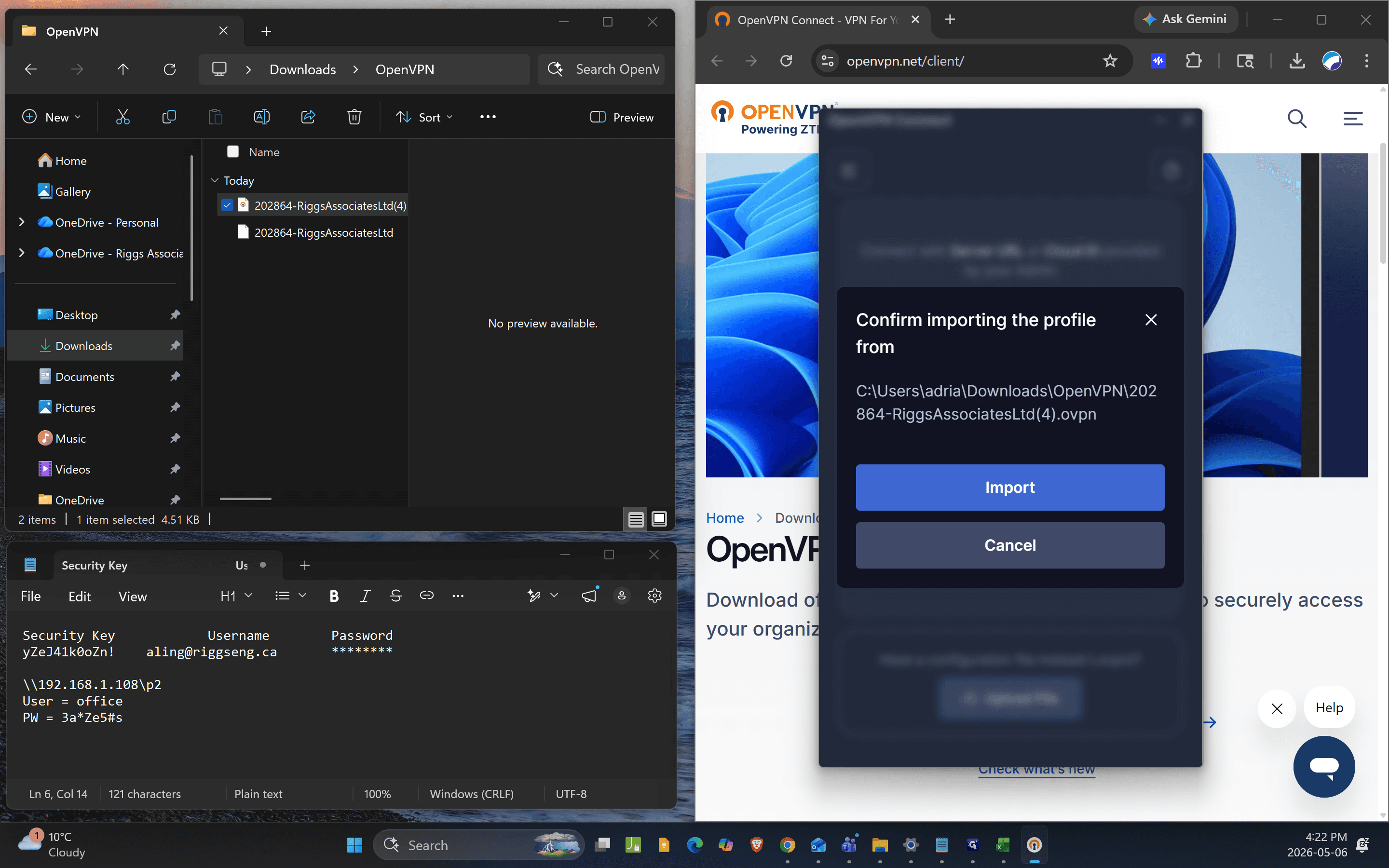 Step #11: Click Import to add the profile to your client.