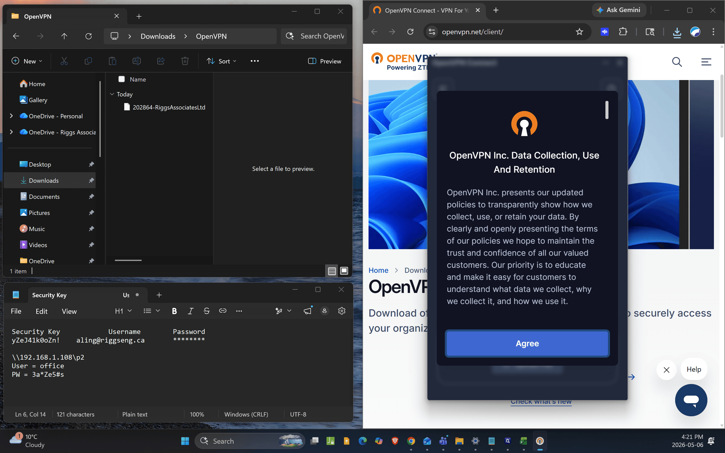 Step #8: In the OpenVPN Connect app, click Agree to accept the data collection policy.