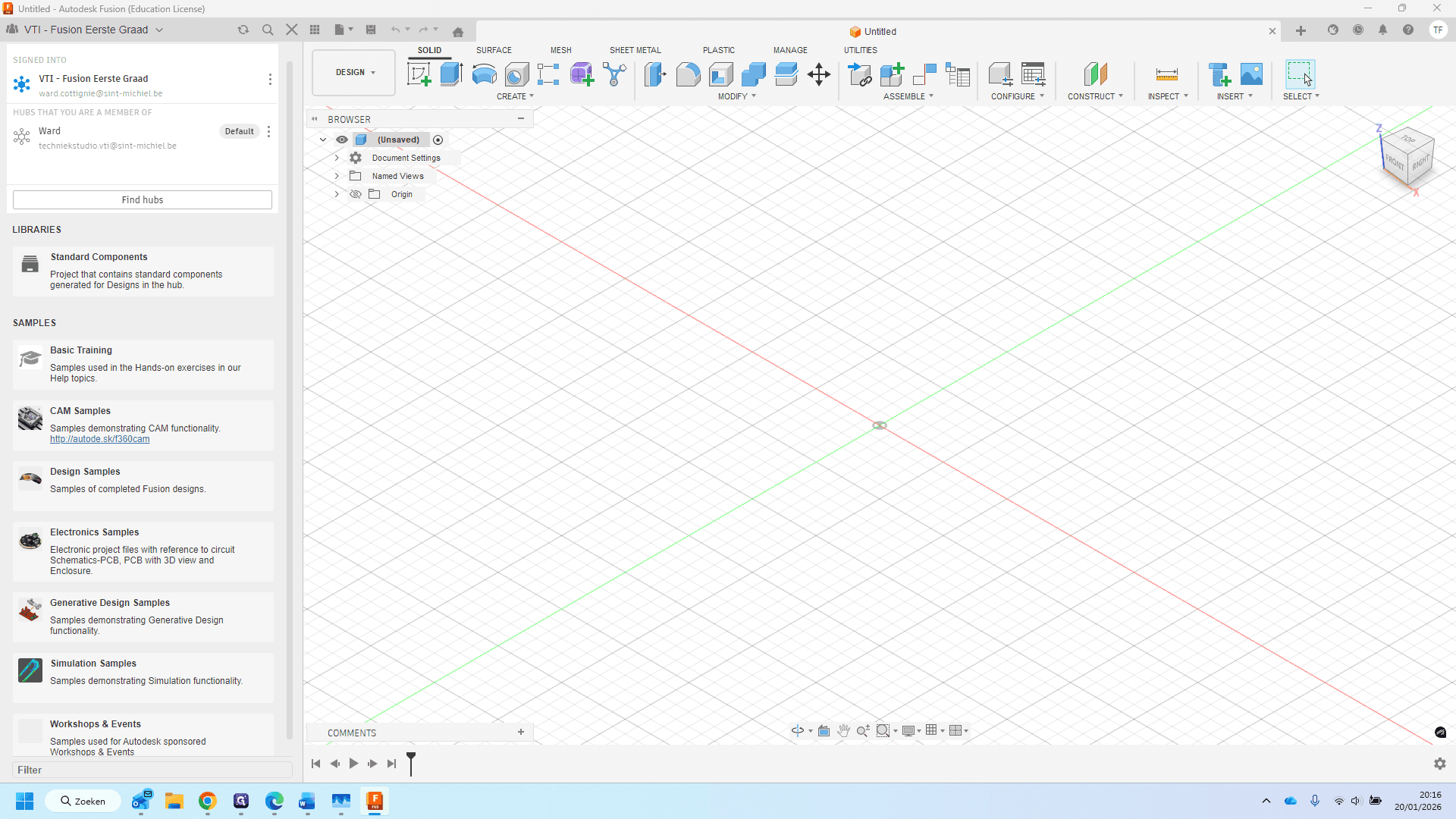 Step #13: Kies de hub waarin je wenst te werken of projecten wil openen.