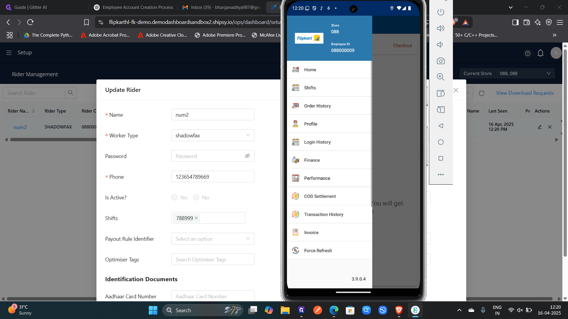 Step #4: In the Flipkart Rider App, shifts refer to scheduled working hours assigned to riders for handling deliveries. Riders check in at the start of their shift and complete deliveries within the specified time frame. Admins can manage and adjust shifts to ensure optimal coverage and smooth operations.