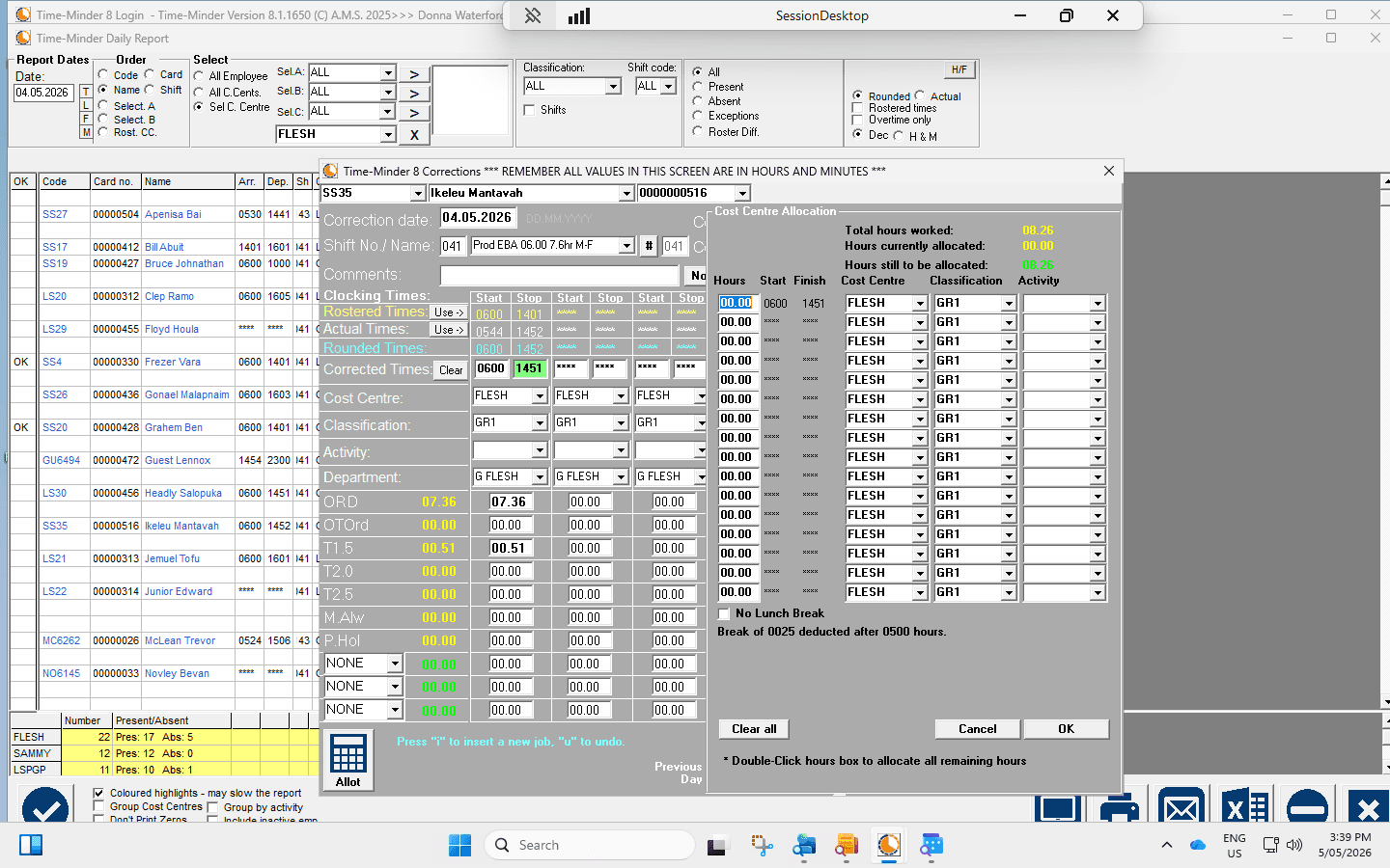 Step #3: Click on the hours allocation field and enter 00.30 to assign the time.