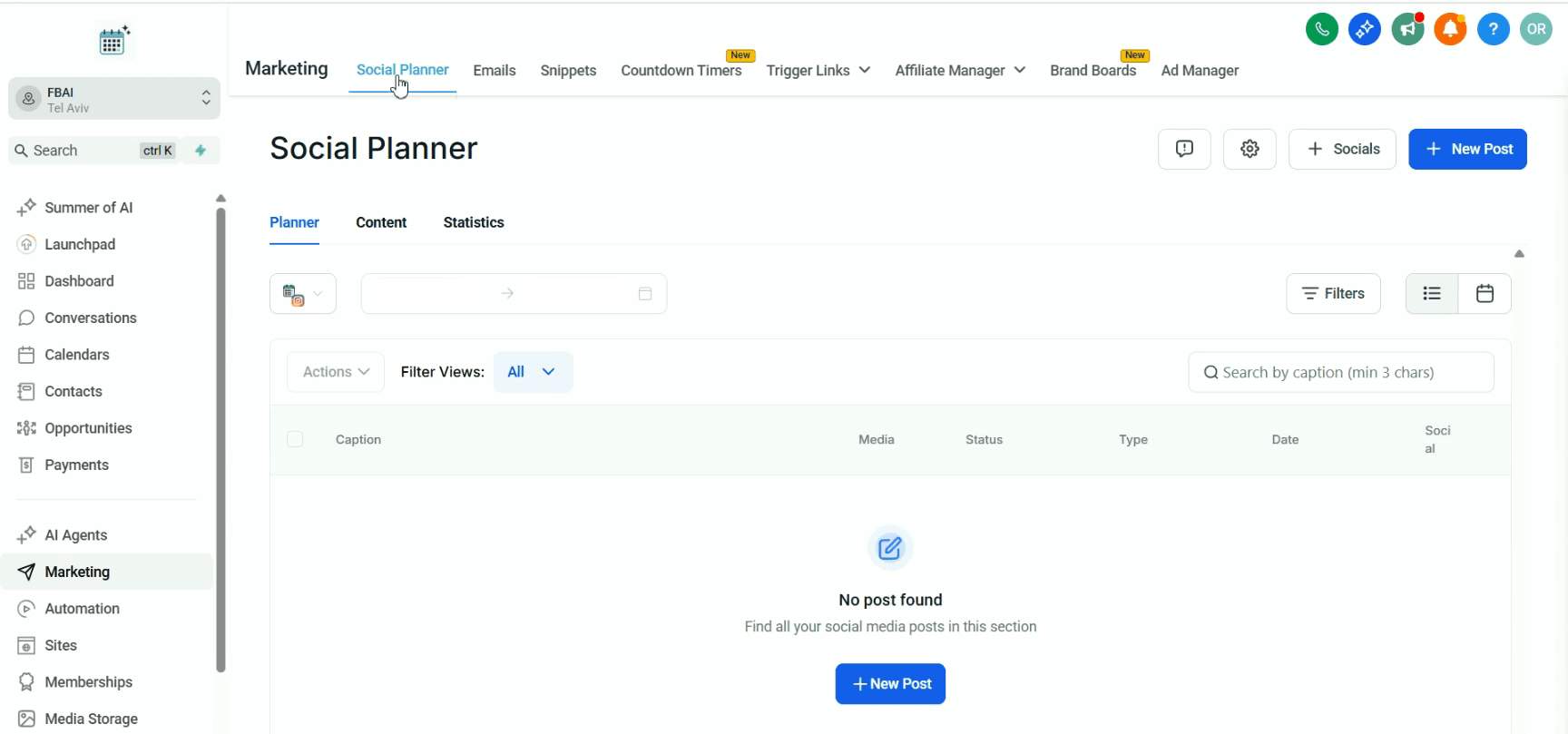 Step #2: לאחר מכן, לחץ על הלשונית 'Social Planner'.