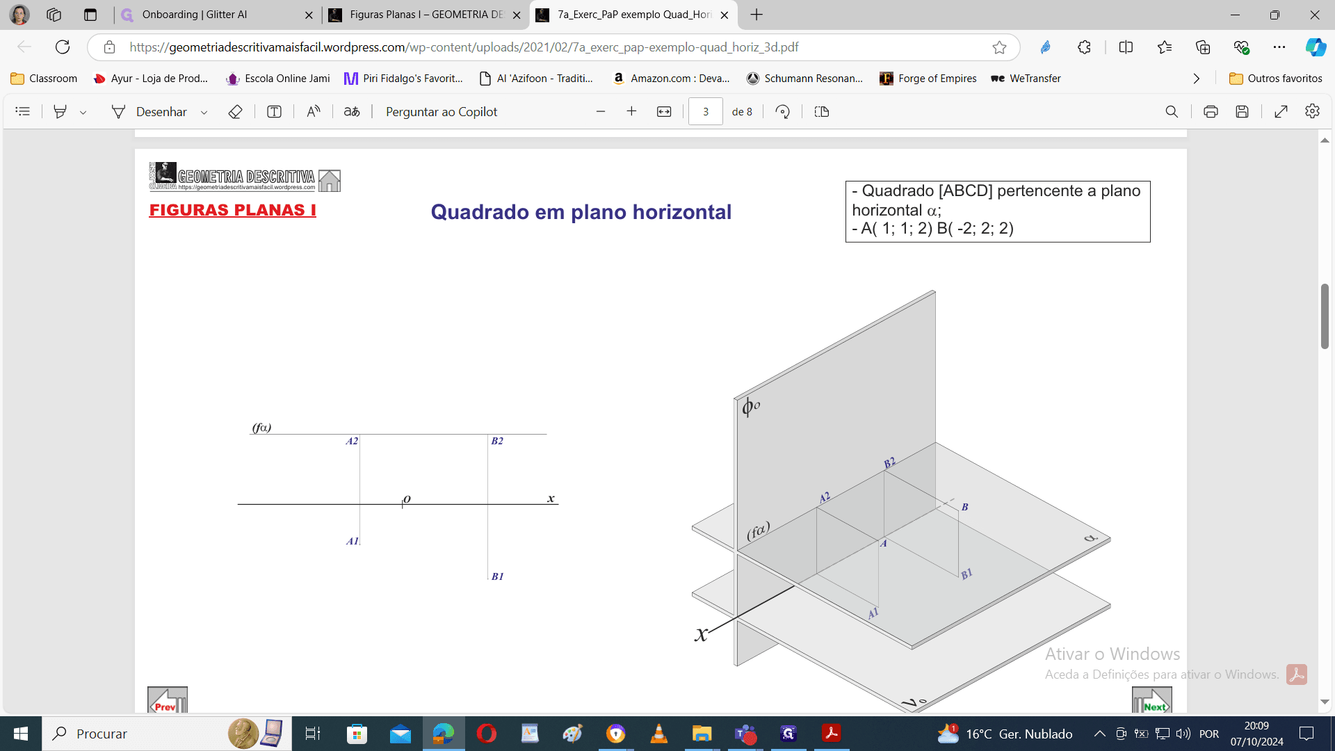 Step #5: Traço frontal do plano horizontal