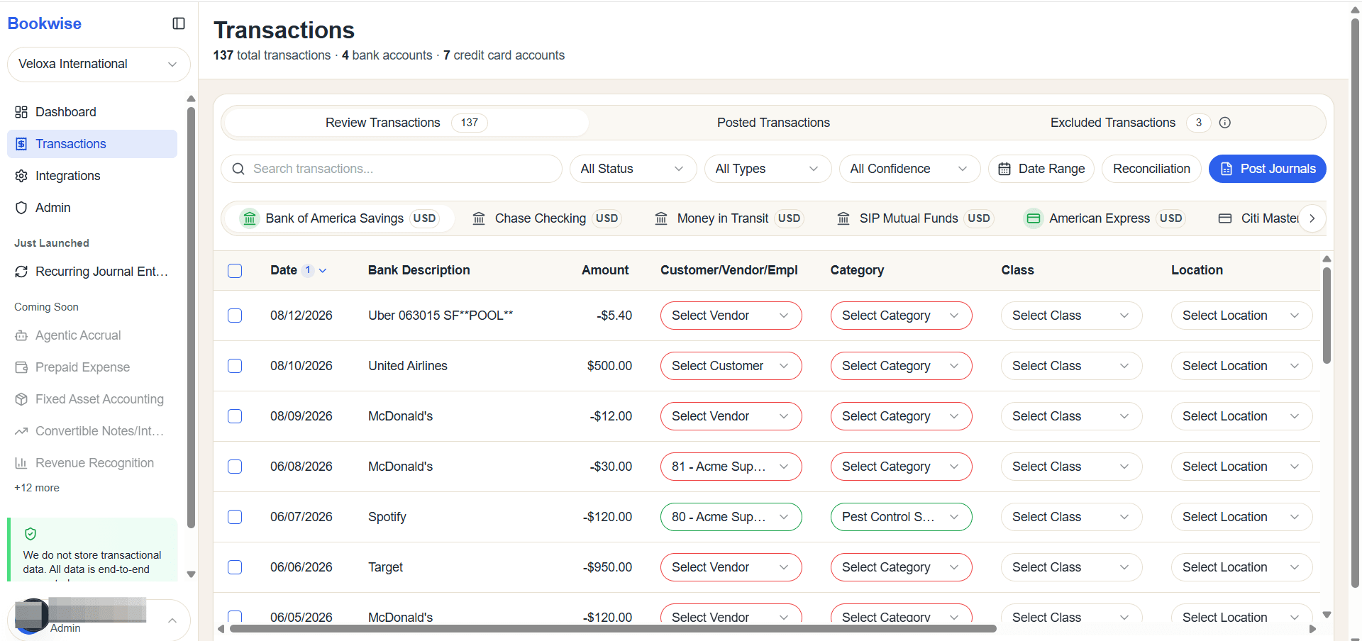 Step #1: Go to Review Transactions tab and Click the Date column, it sorts the table in descending order, displaying the newest transactions at the top and the oldest at the bottom.