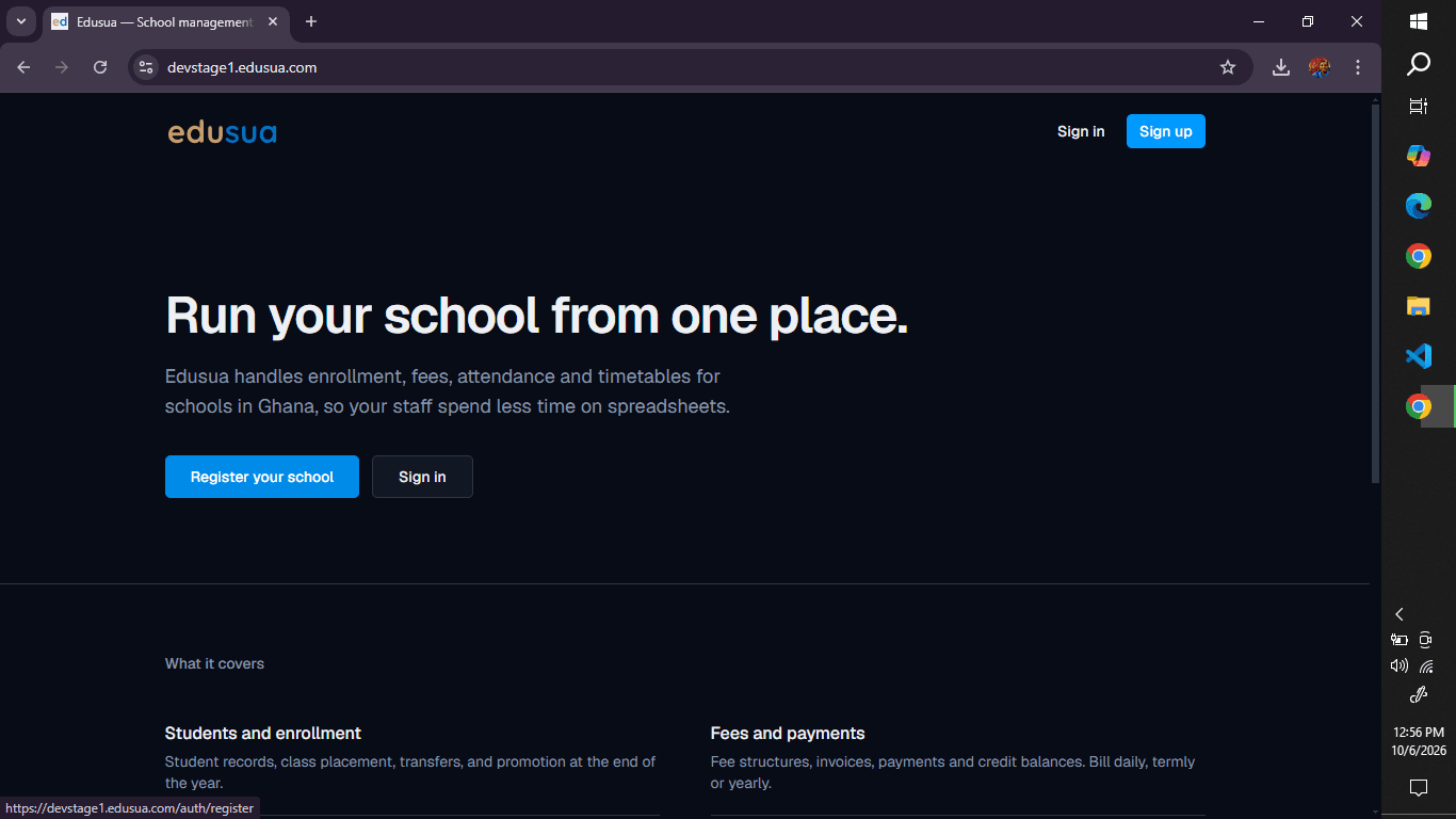 Step #1: Click Register your school.